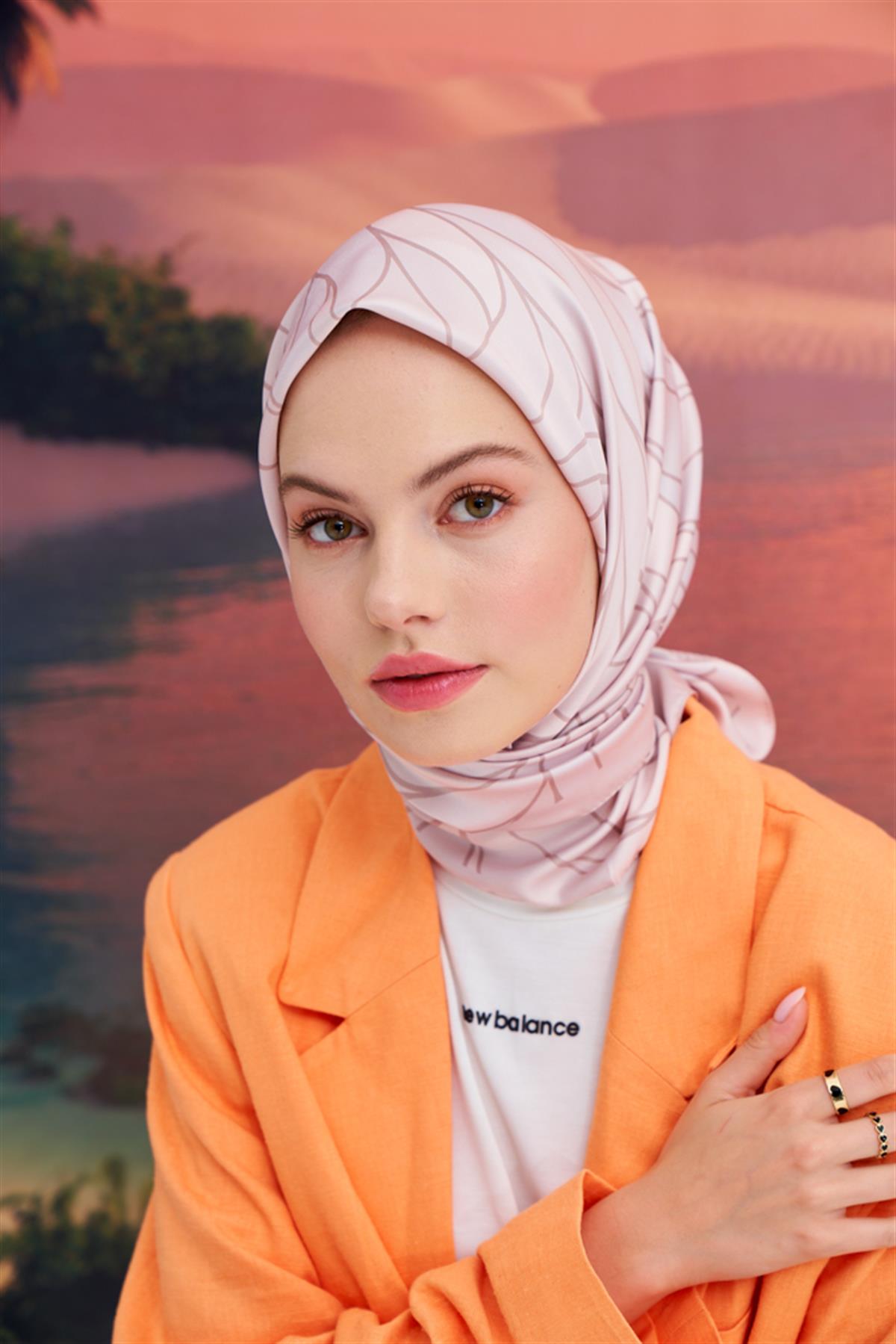 Twill Eşarp Dalga Desen Vizon