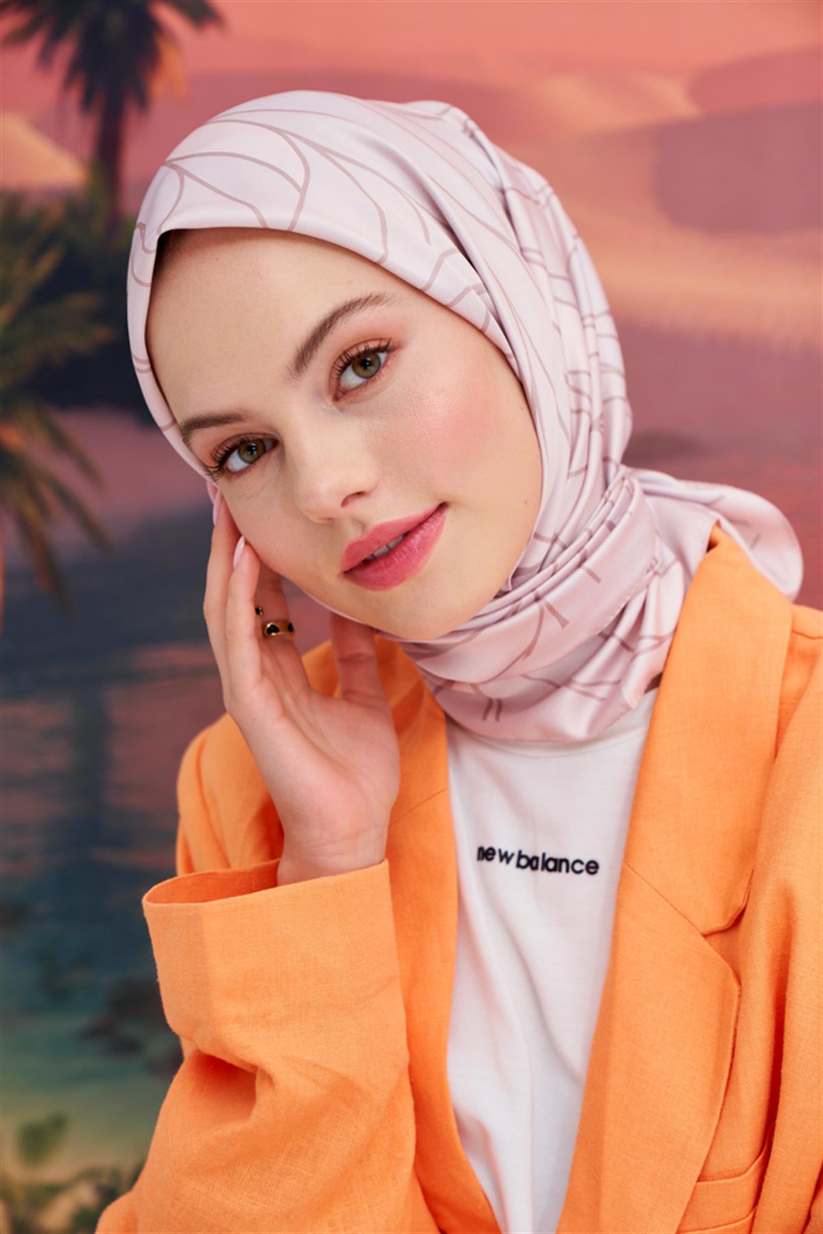 Twill Eşarp Dalga Desen Vizon