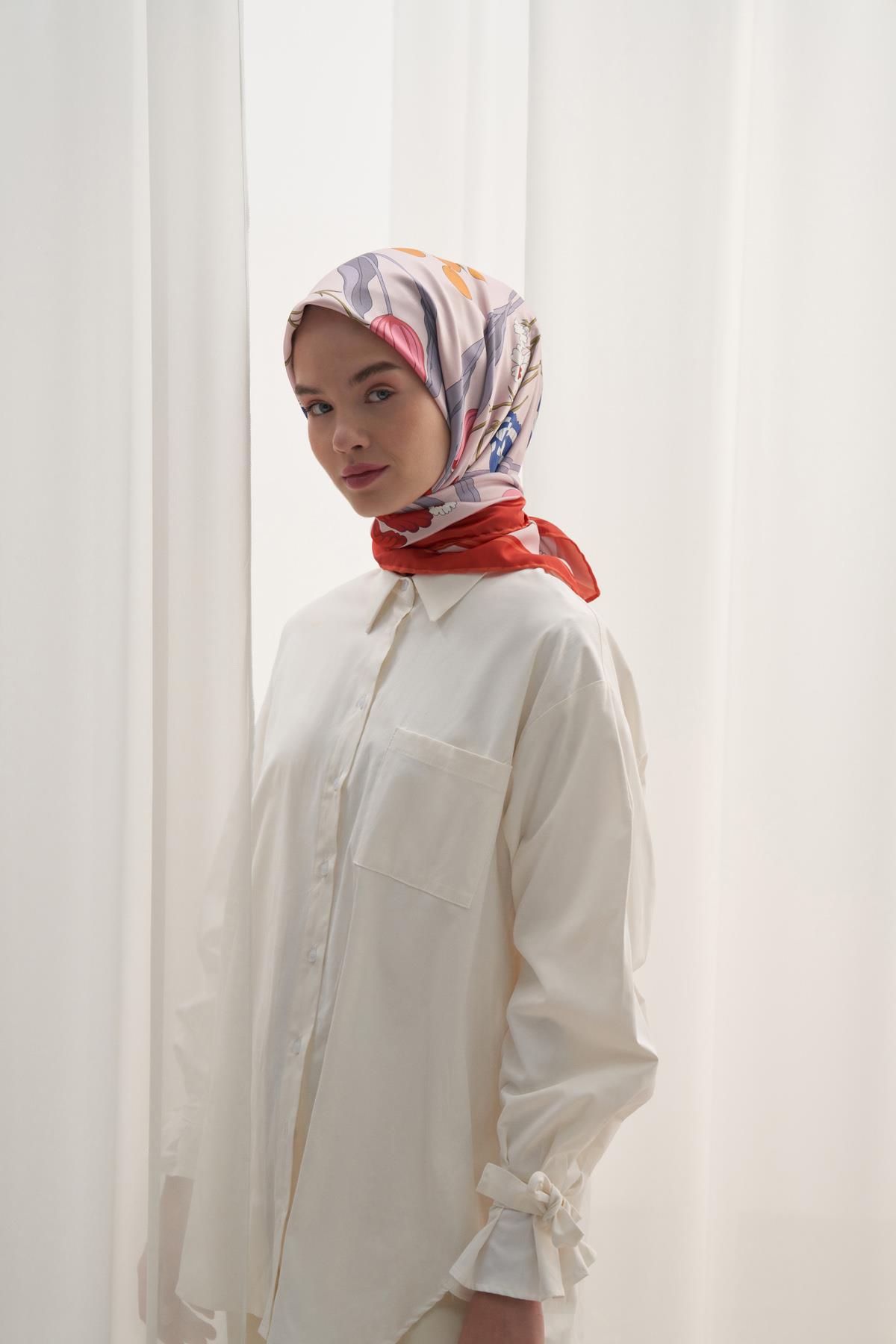 Twill Eşarp Hera Çiçekli