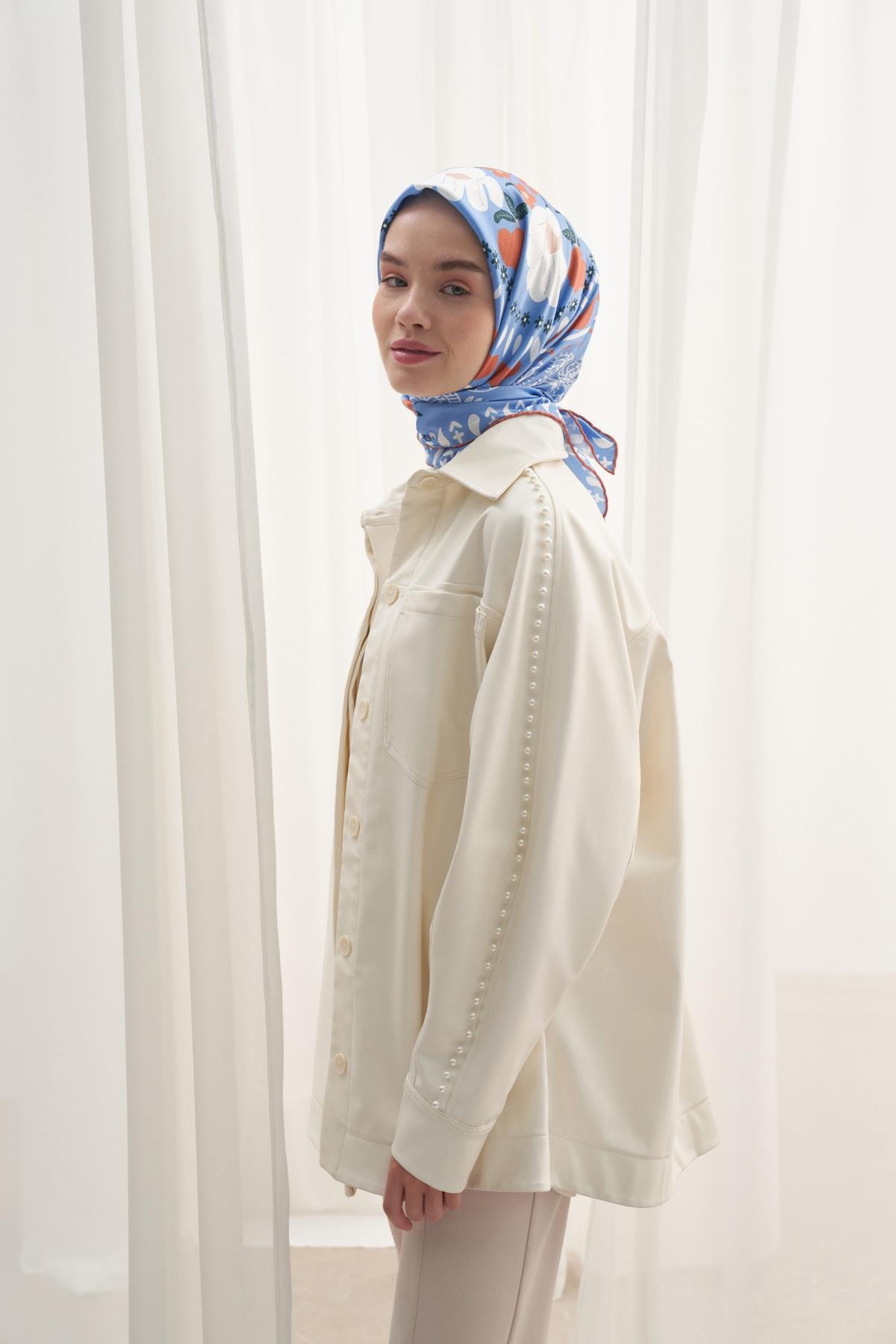 Twill Eşarp Manolya Mavi