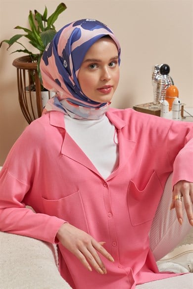 Twill Eşarp Mini Flowers Desen Pembe