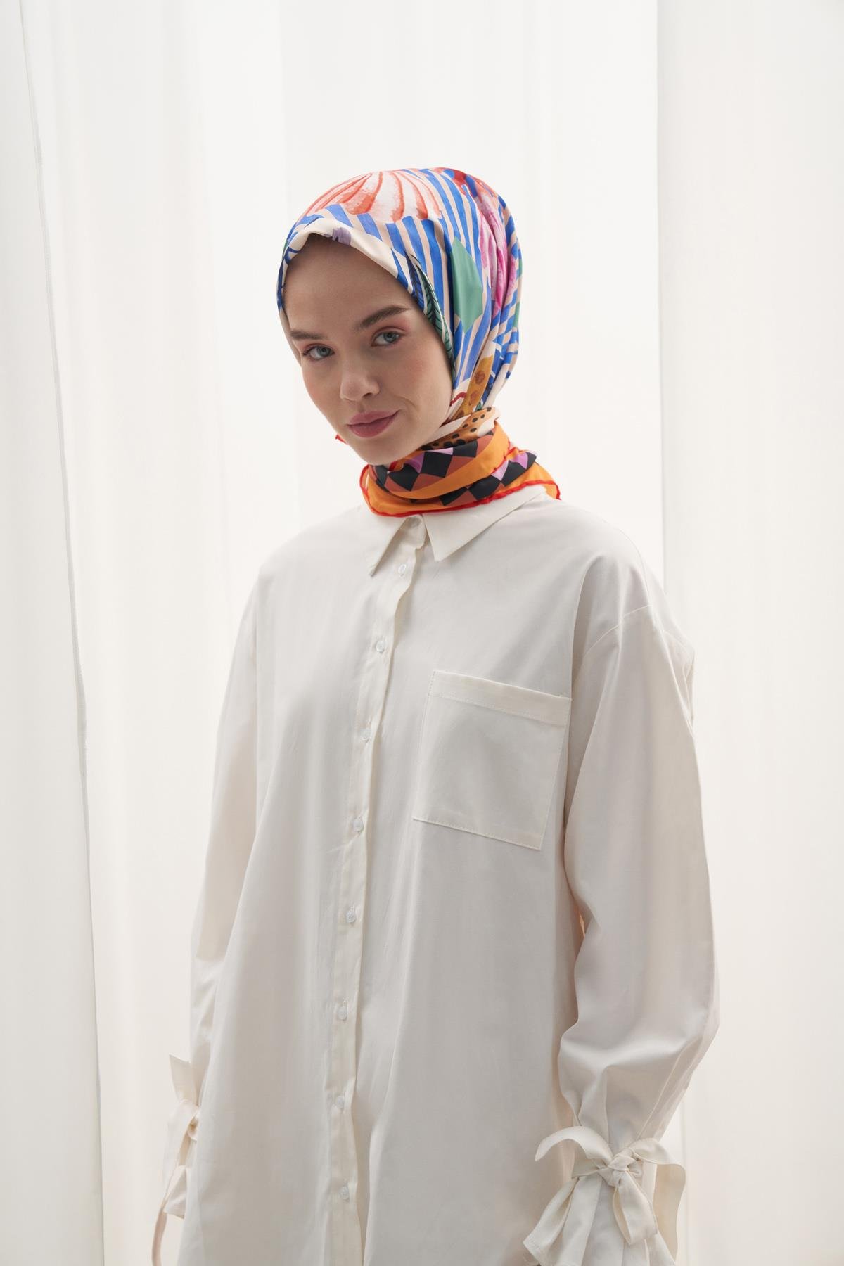 Twill Eşarp Pearl Çiçek