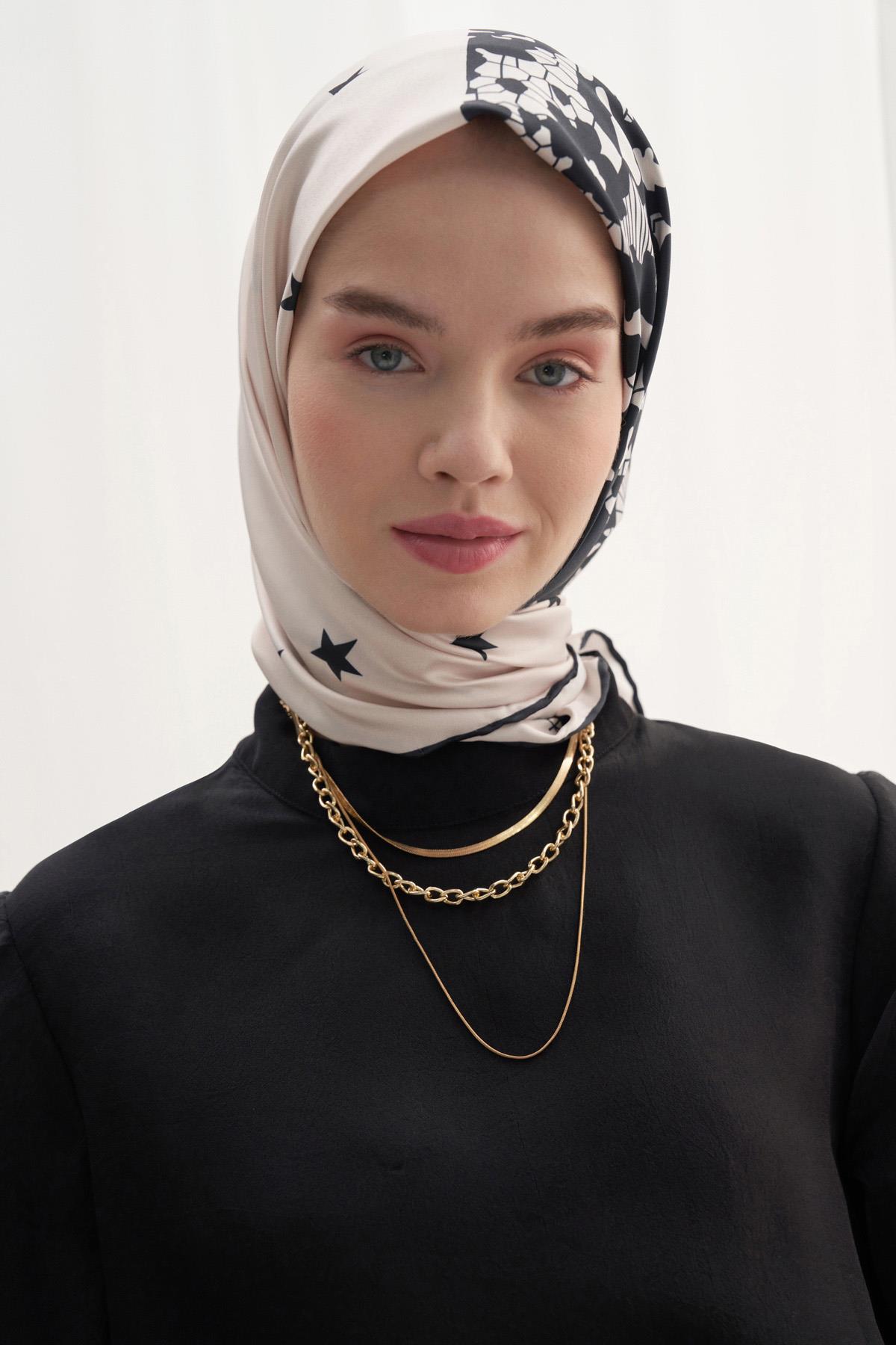 Twill Eşarp Rose Siyah