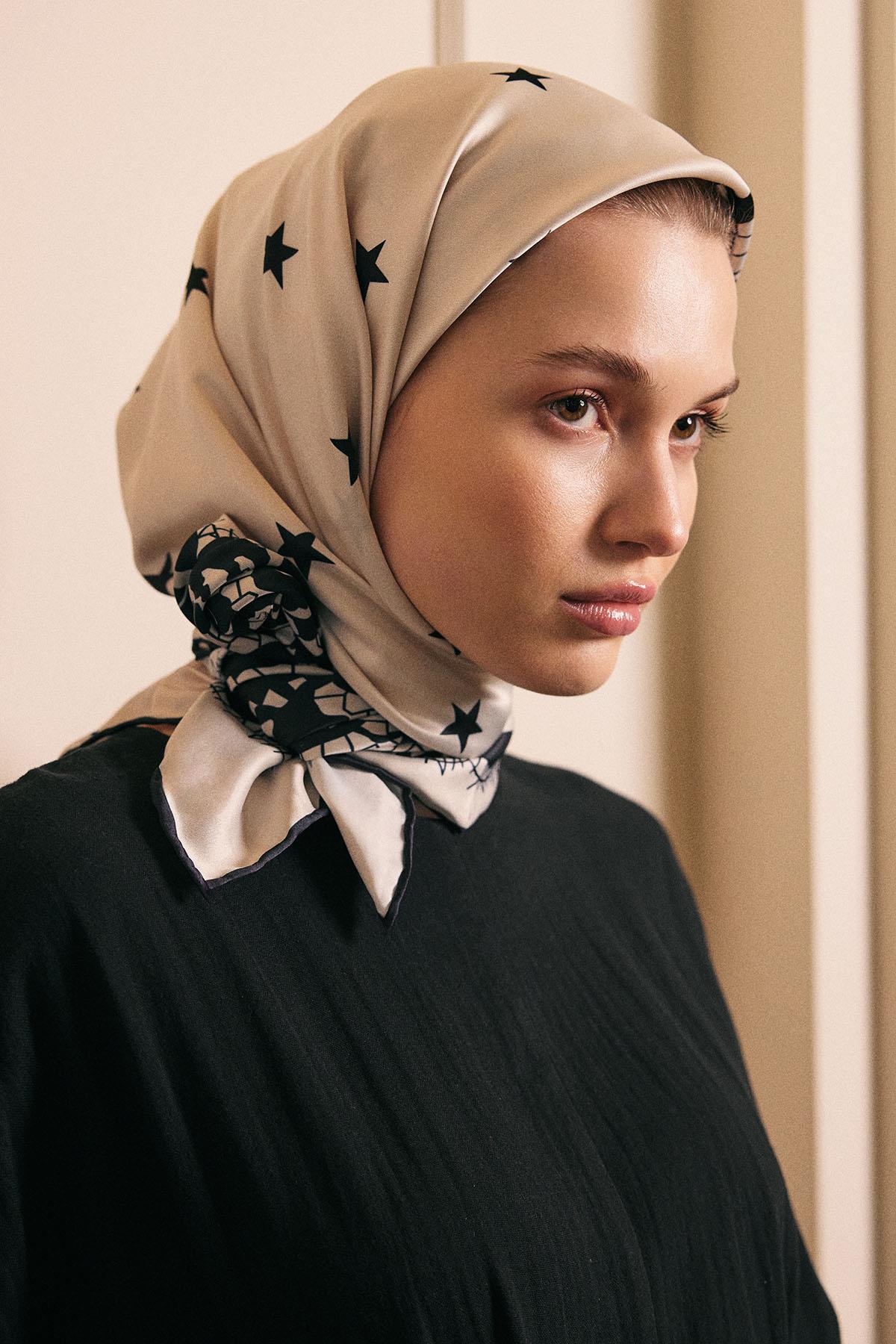 Twill Eşarp Rose Siyah