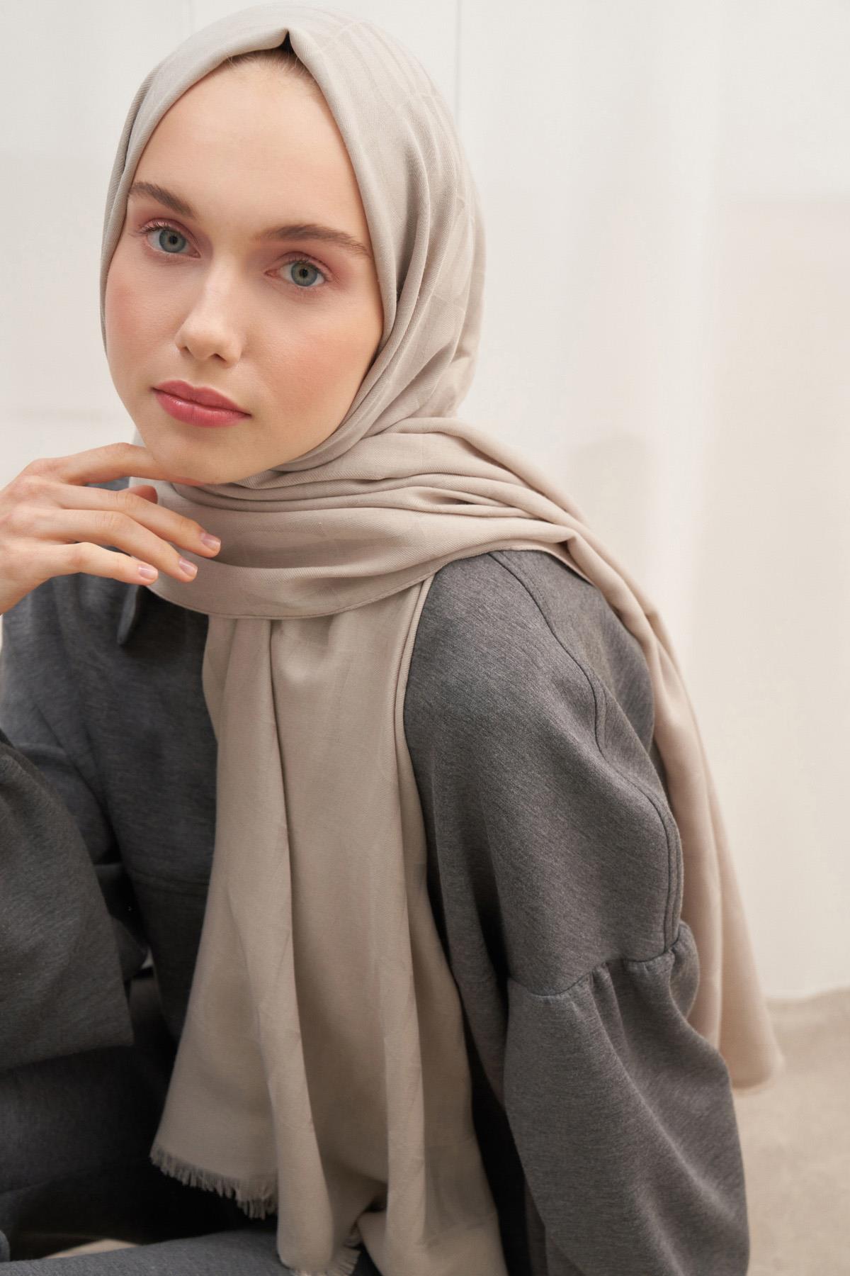 Vence Çift Taraflı Mio Desen İpek Şal Taş