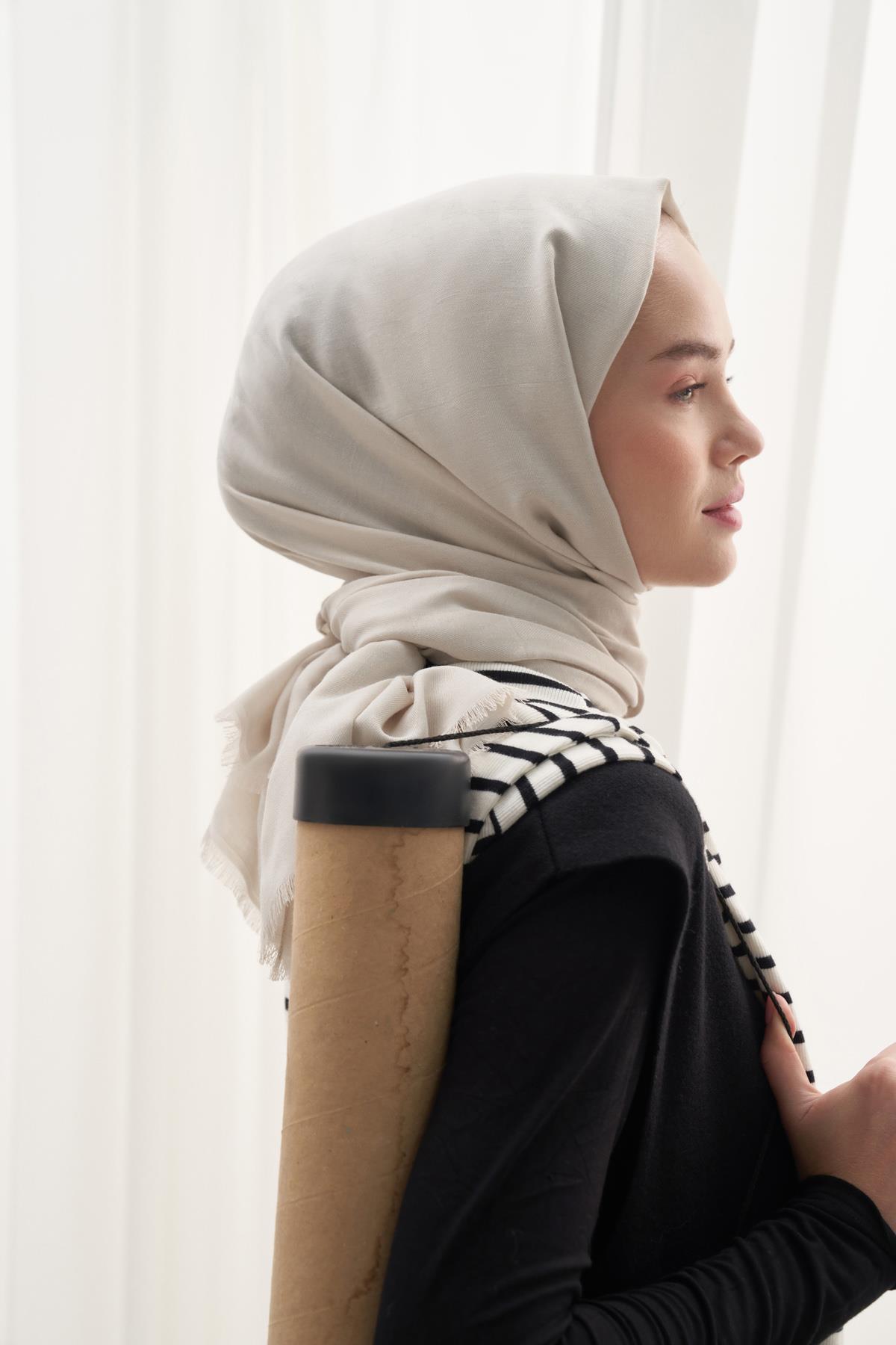 Vence Çift Taraflı Mio Desen İpek Şal Gümüş