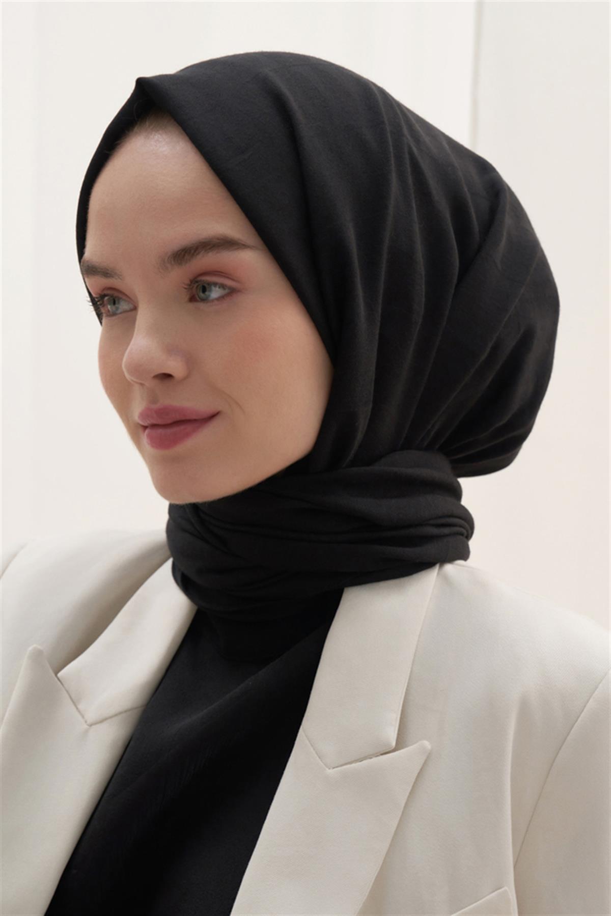 Vence Çift Taraflı Mio Desen İpek Şal Siyah