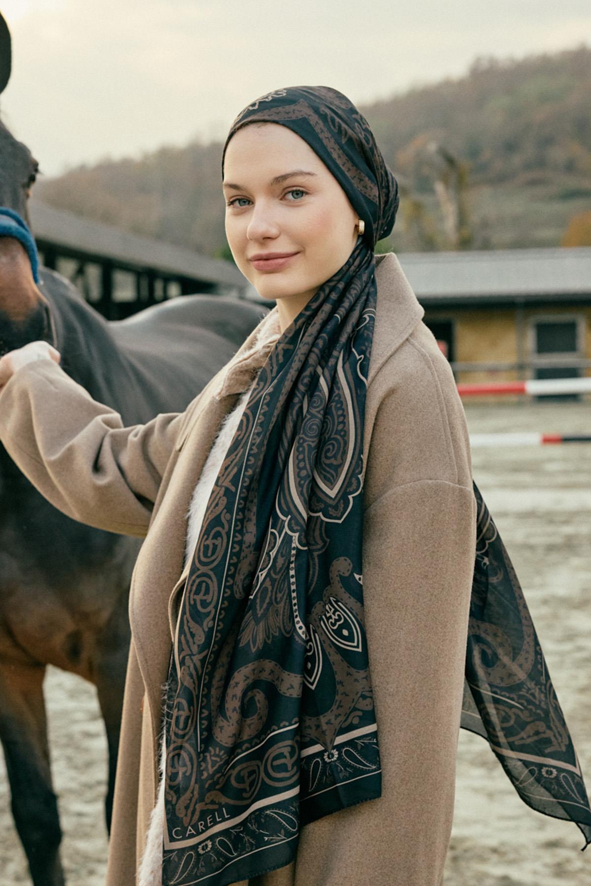Vintage Acı Kahve Nilla Pamuklu Şal