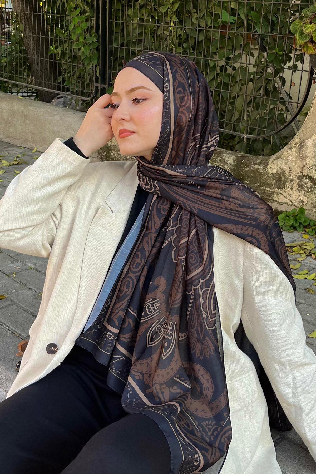 Vintage Acı Kahve Nilla Pamuklu Şal