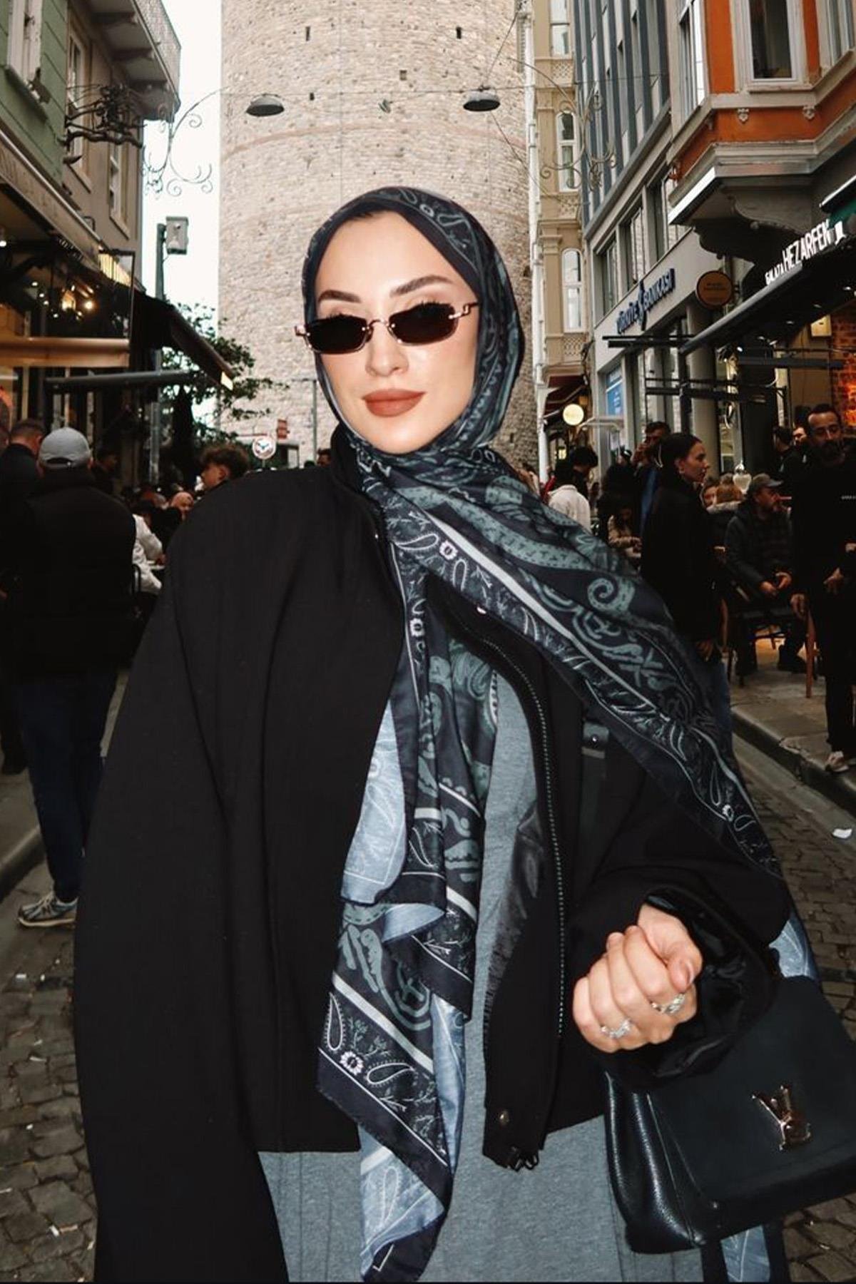 Vintage Dark Yeşil Nilla Pamuklu Şal