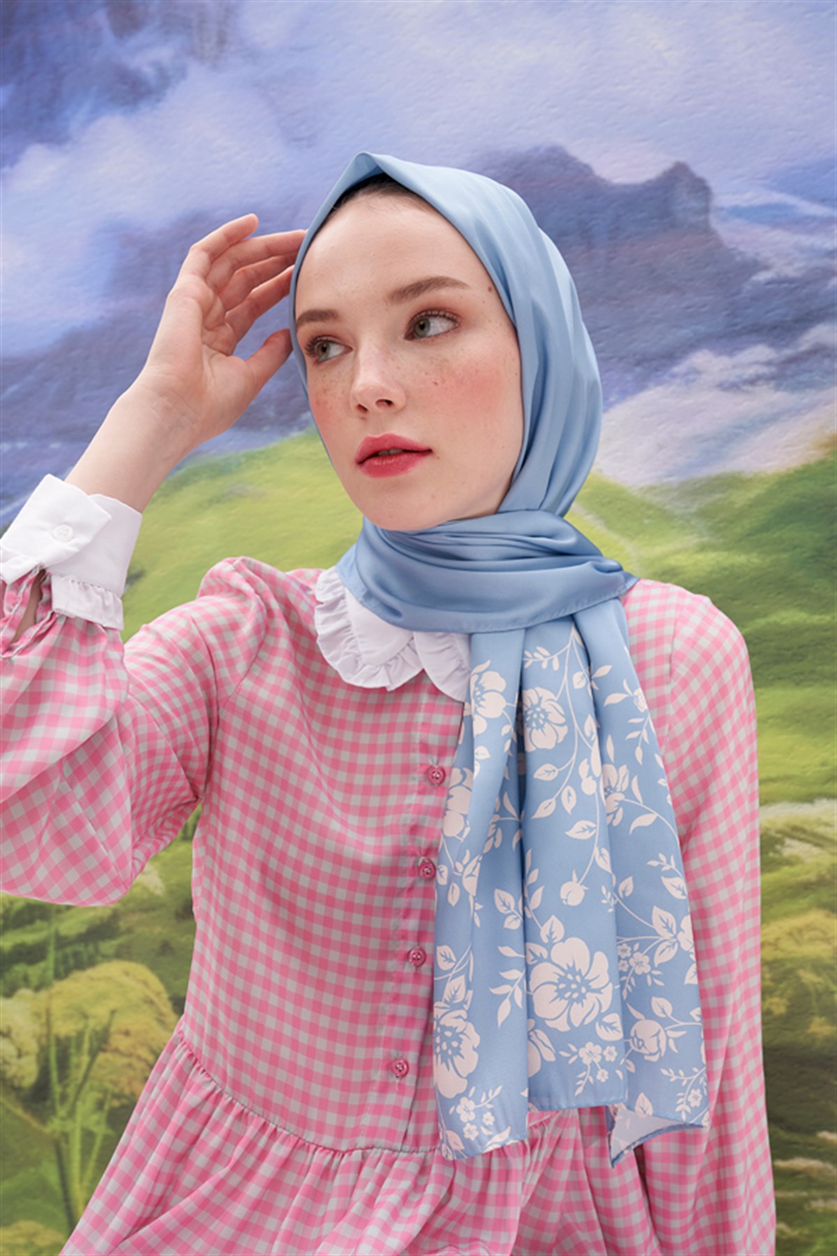 Violet Mavi Twill Şal