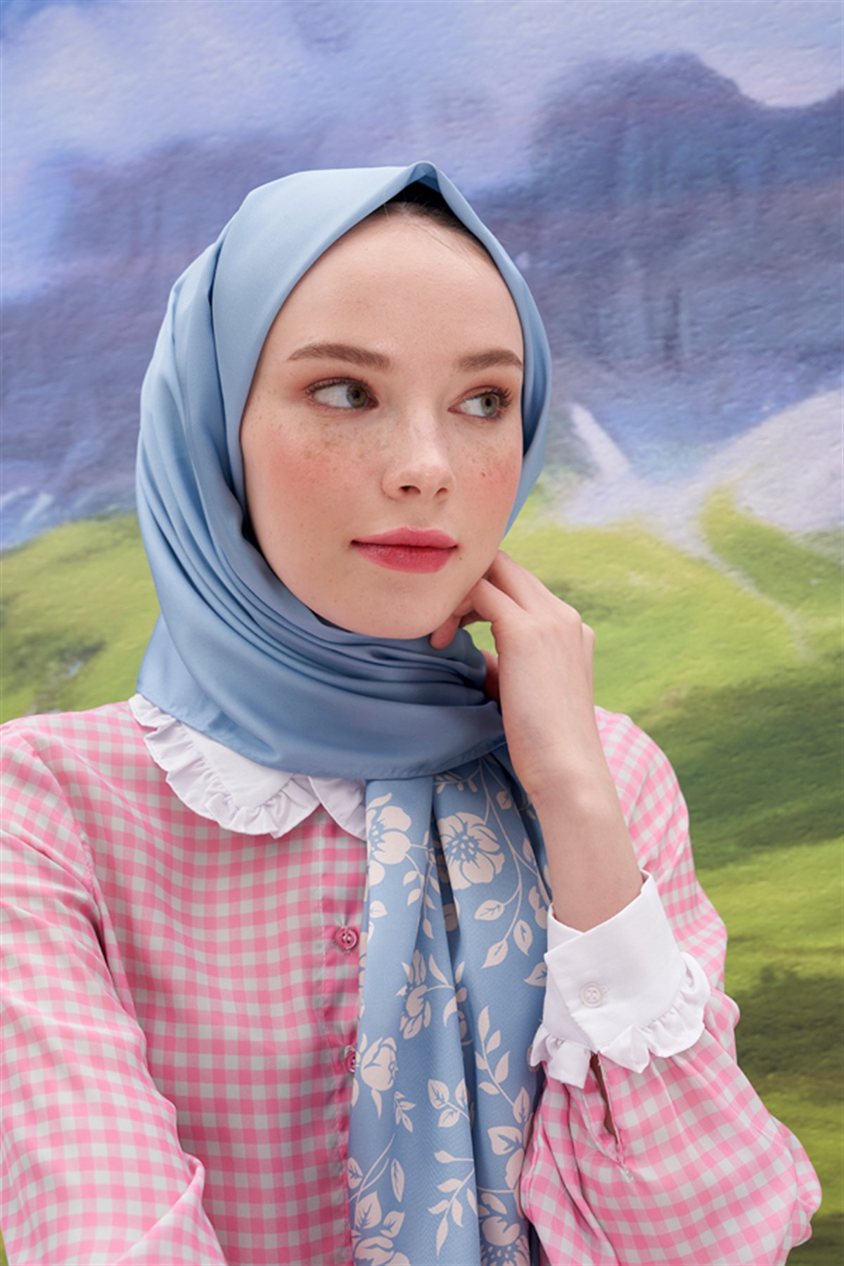 Violet Mavi Twill Şal