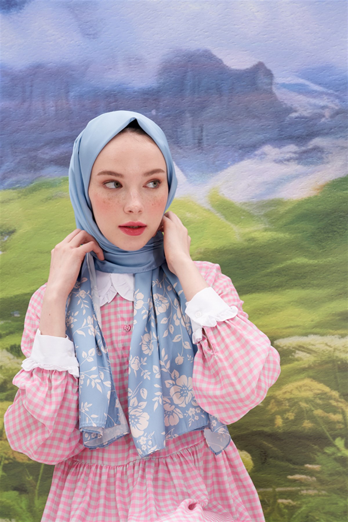Violet Mavi Twill Şal
