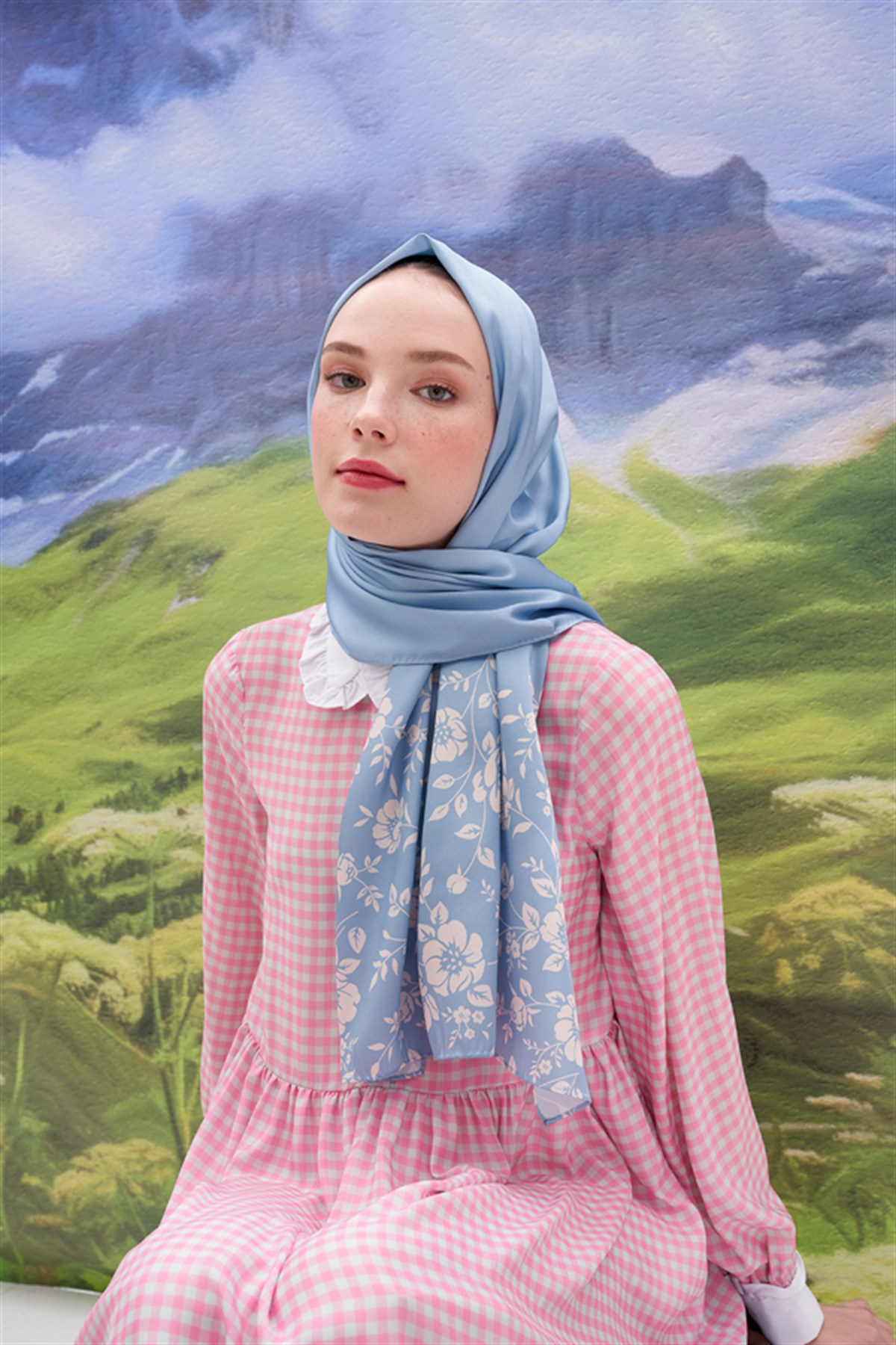 Violet Mavi Twill Şal