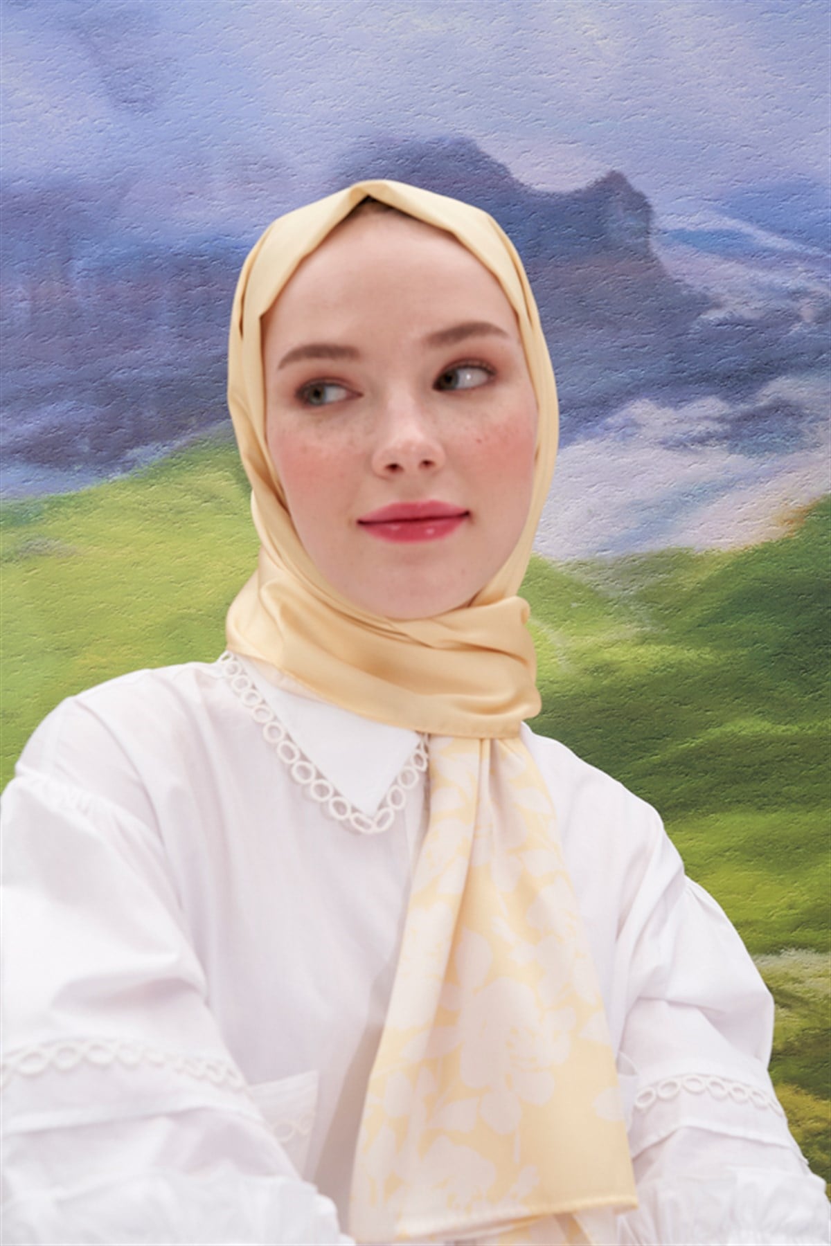 Violet Sarı Twill Şal