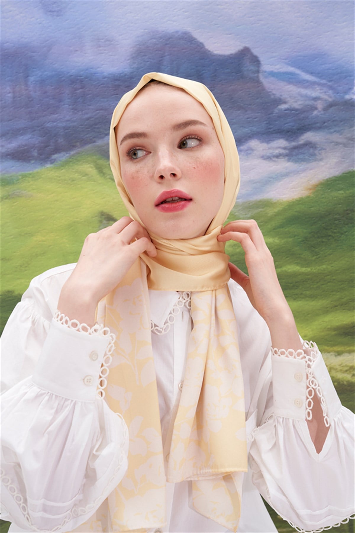 Violet Sarı Twill Şal