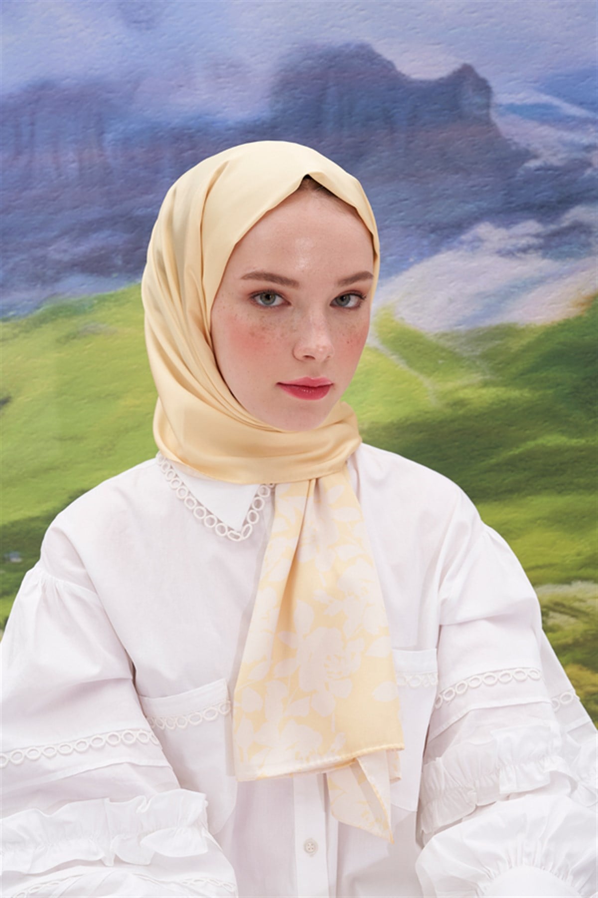 Violet Sarı Twill Şal