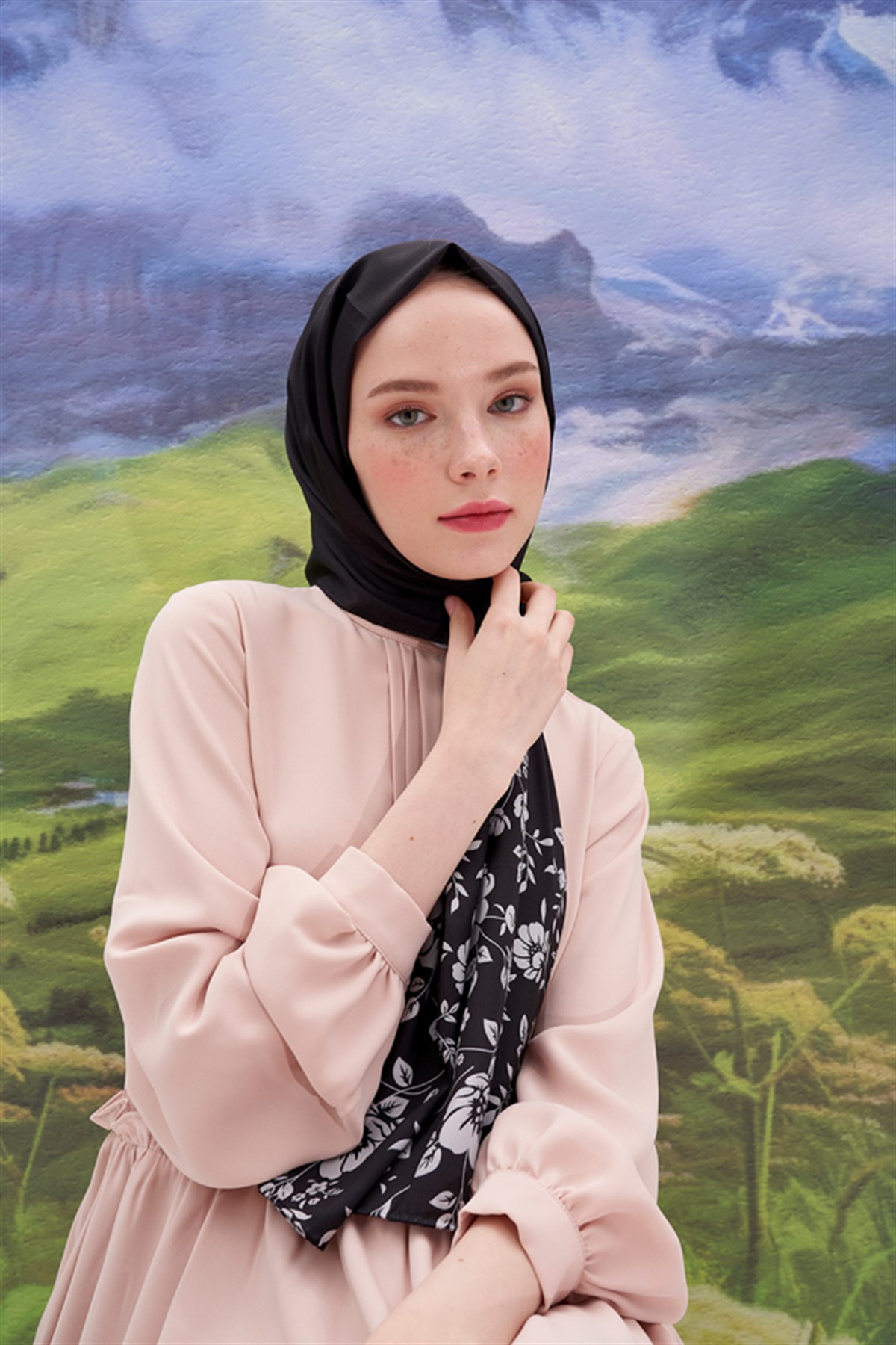 Violet Siyah Twill Şal