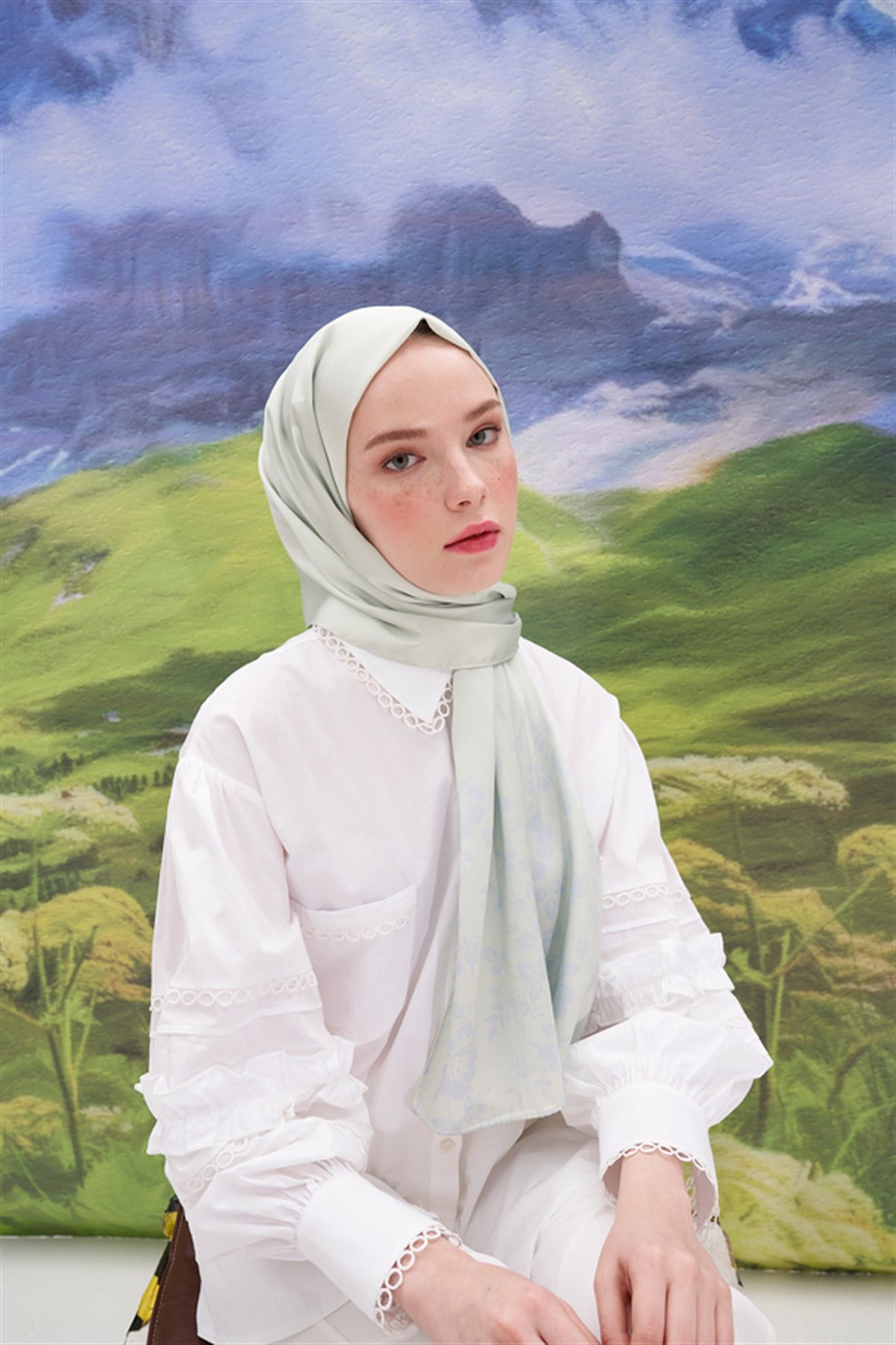 Violet Su Yeşili Twill Şal