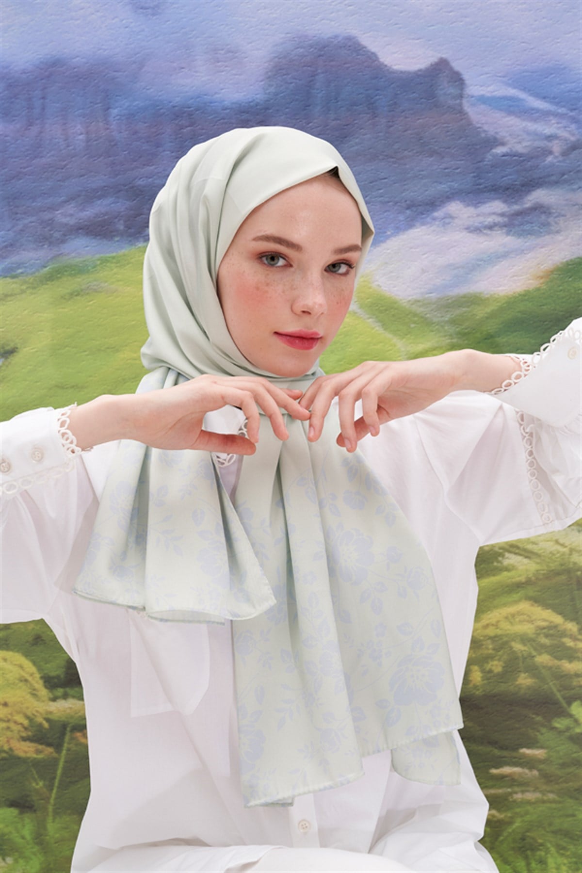 Violet Su Yeşili Twill Şal