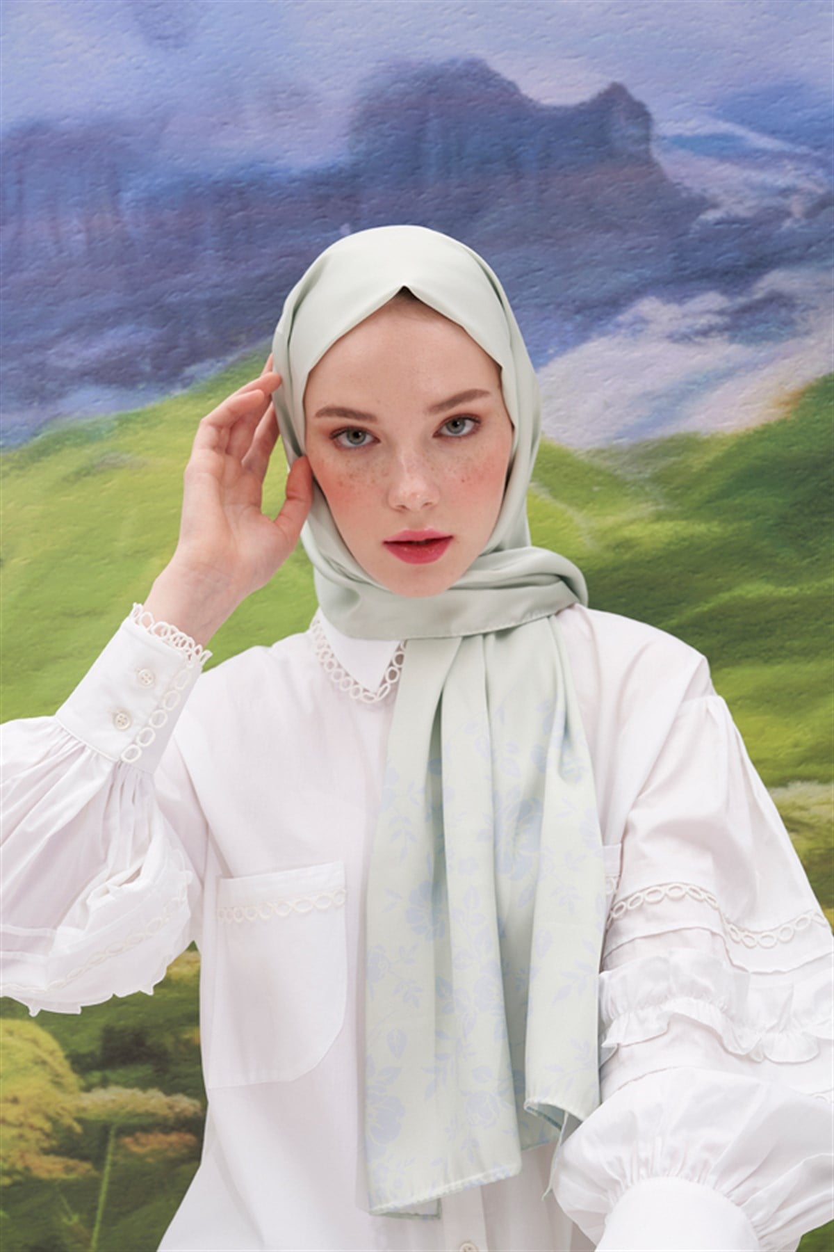 Violet Su Yeşili Twill Şal