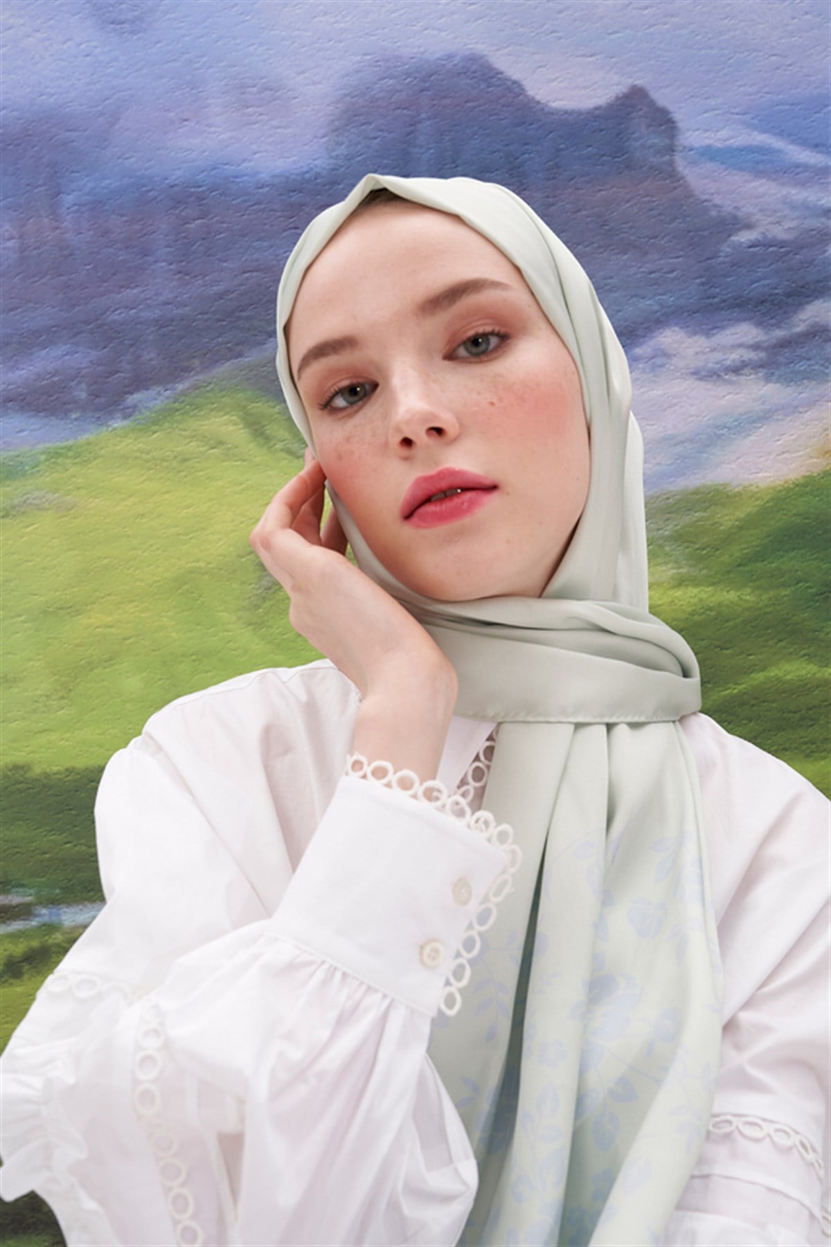 Violet Su Yeşili Twill Şal