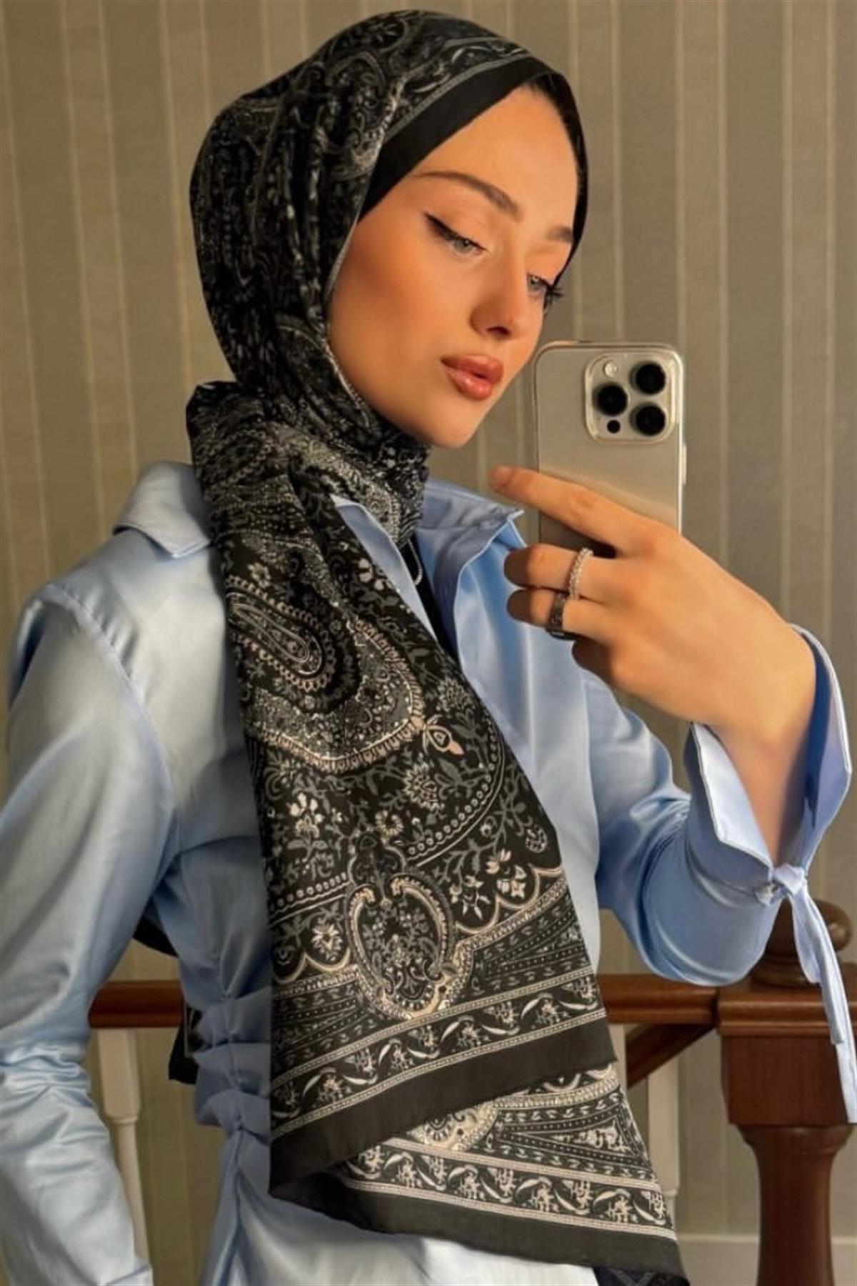 Zehranın Tercihi Ethnich Siyah Comfy İpek Şal