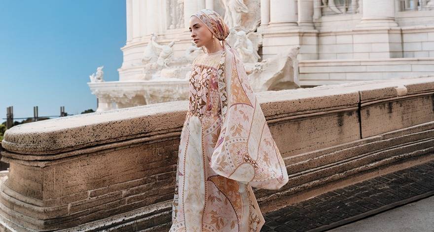 Patchwork Floş Kaftan Bej