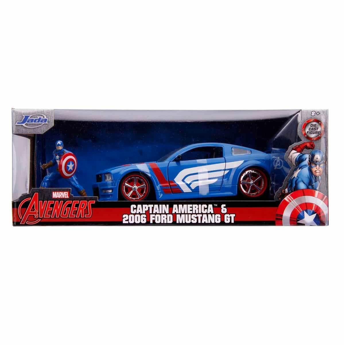 1:24 2006 Ford Mustang Model Araba ve Captain America Figürü