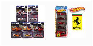 Hot Wheels Silver Series Audi Temalı Beşli Set + Ferrari Beşli Regular Araba Seti
