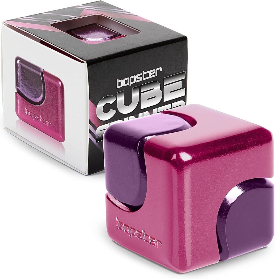 Bopster Cube Spinner Metal Stres Küpü (Pembe-Mor Renk)