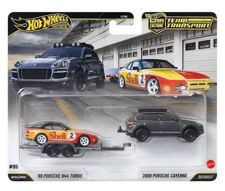 Hot Wheels Car Culture Team Sports '89 Porsche 944 & 2008 Porsche Cayenne FLF56 - JHX96