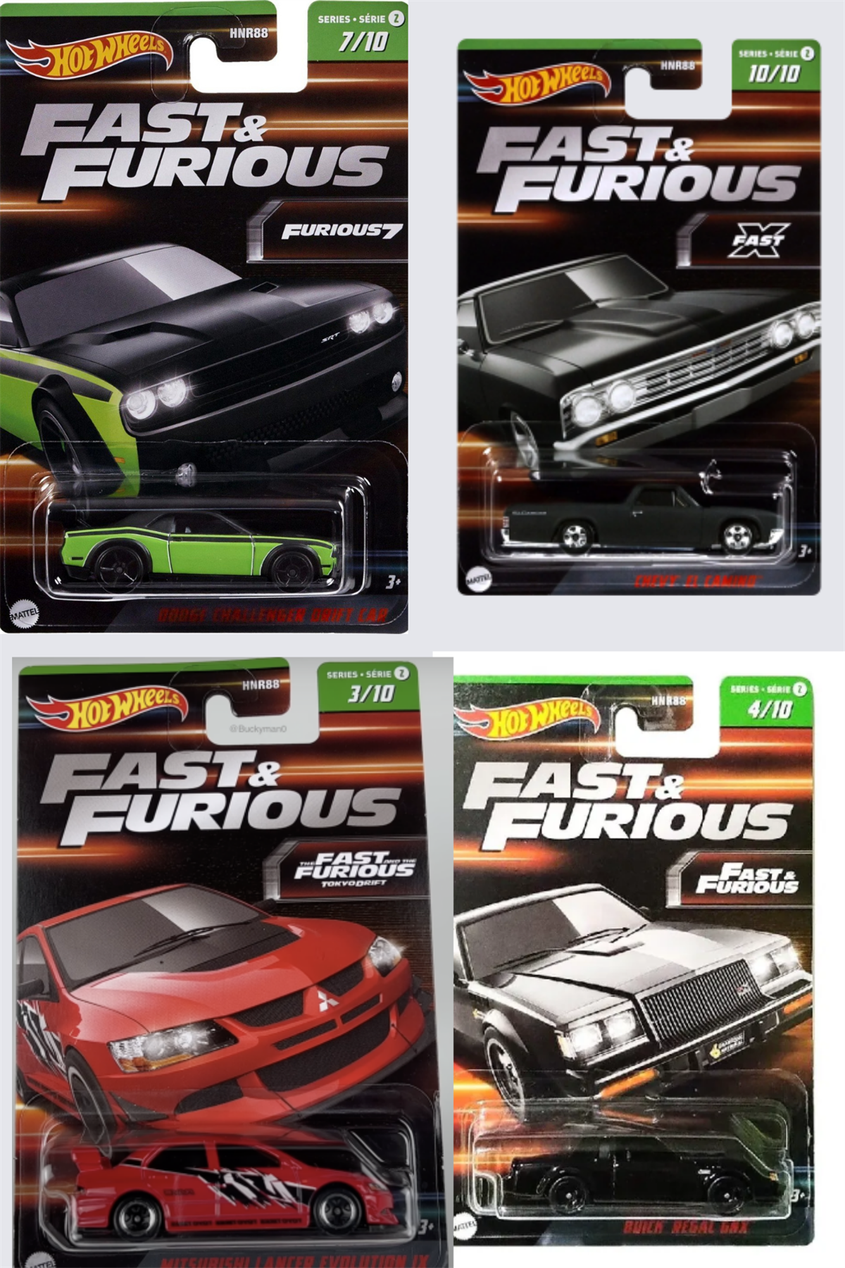 Hot Wheels Fast&Furious Temalı Araçlar Serisi Dörtlü Set HNR88 B Dash