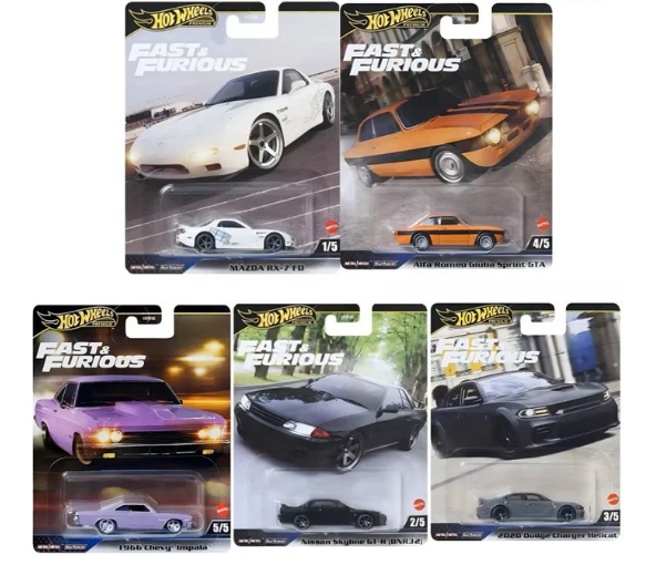 Hot Wheels Fast&Furious Temalı Premium Beşli Araba Seti HNW46