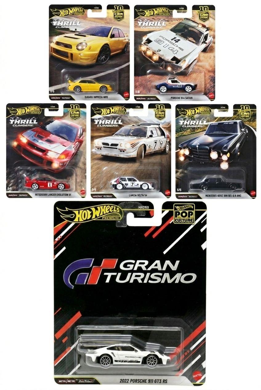 Hot Wheels Premium Car Culture Thrill Climbers 5'li Set + Hot Wheels Premium 2022 Porsche 911 GT3 RS