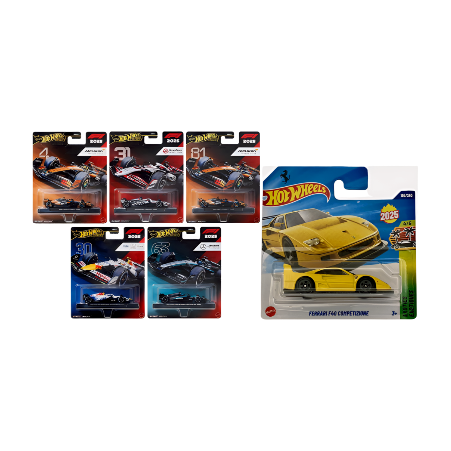 Hot Wheels Premium Formula 1 Beşli Araba Seti- Hot Wheels Regular Ferrari F40 Competizione