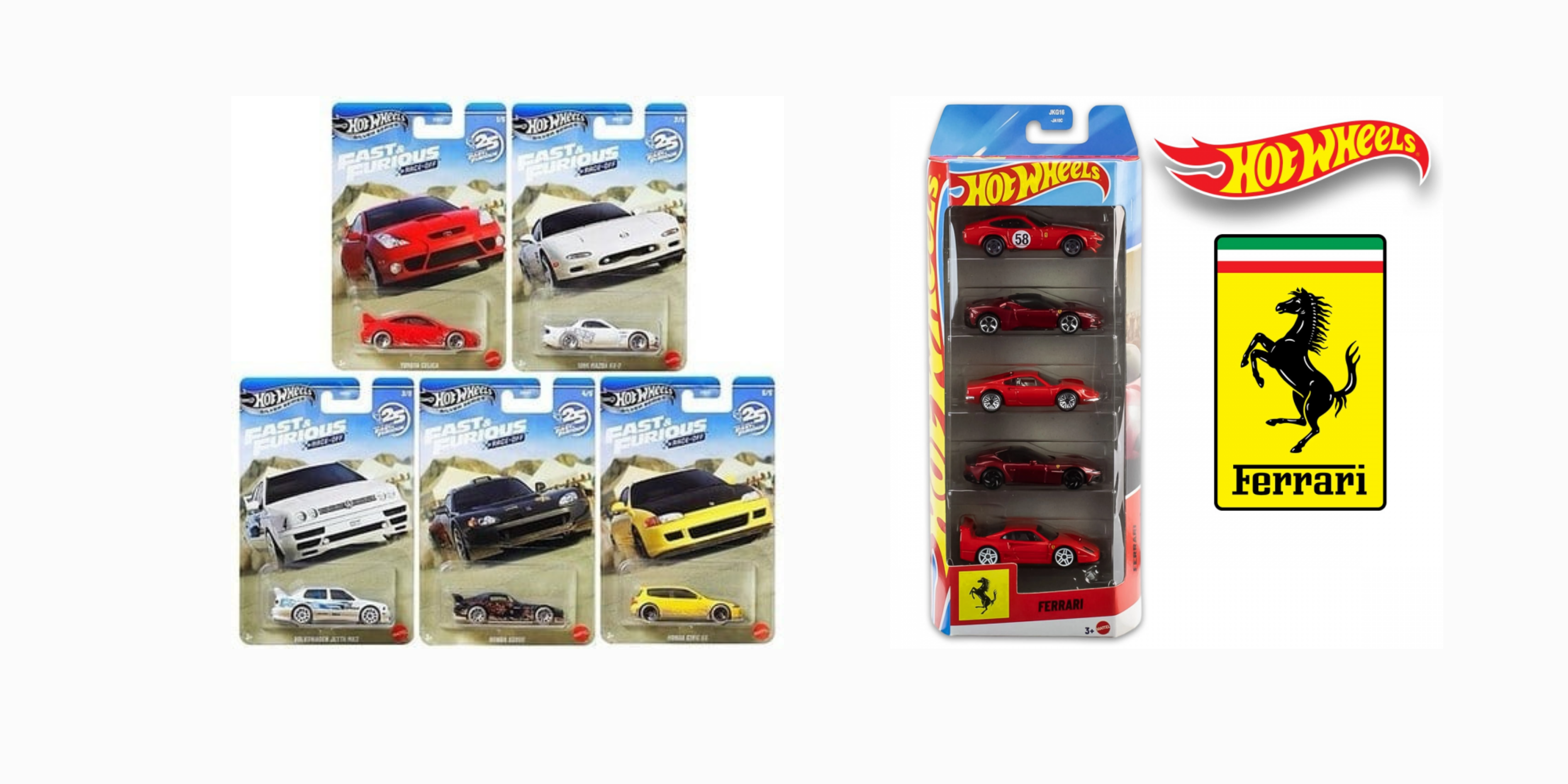 Hot Wheels Race Off Beşli Silver Series Araba Seti- Ferrari Beşli Regular Set