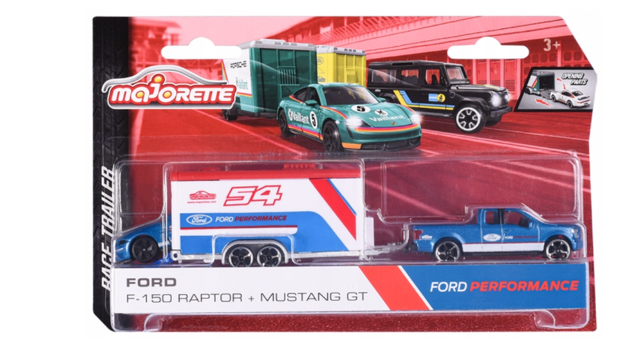 Majorette Taşıyıcı Trailer-Araç Setleri Ford F-150 Raptor- Mustang GT