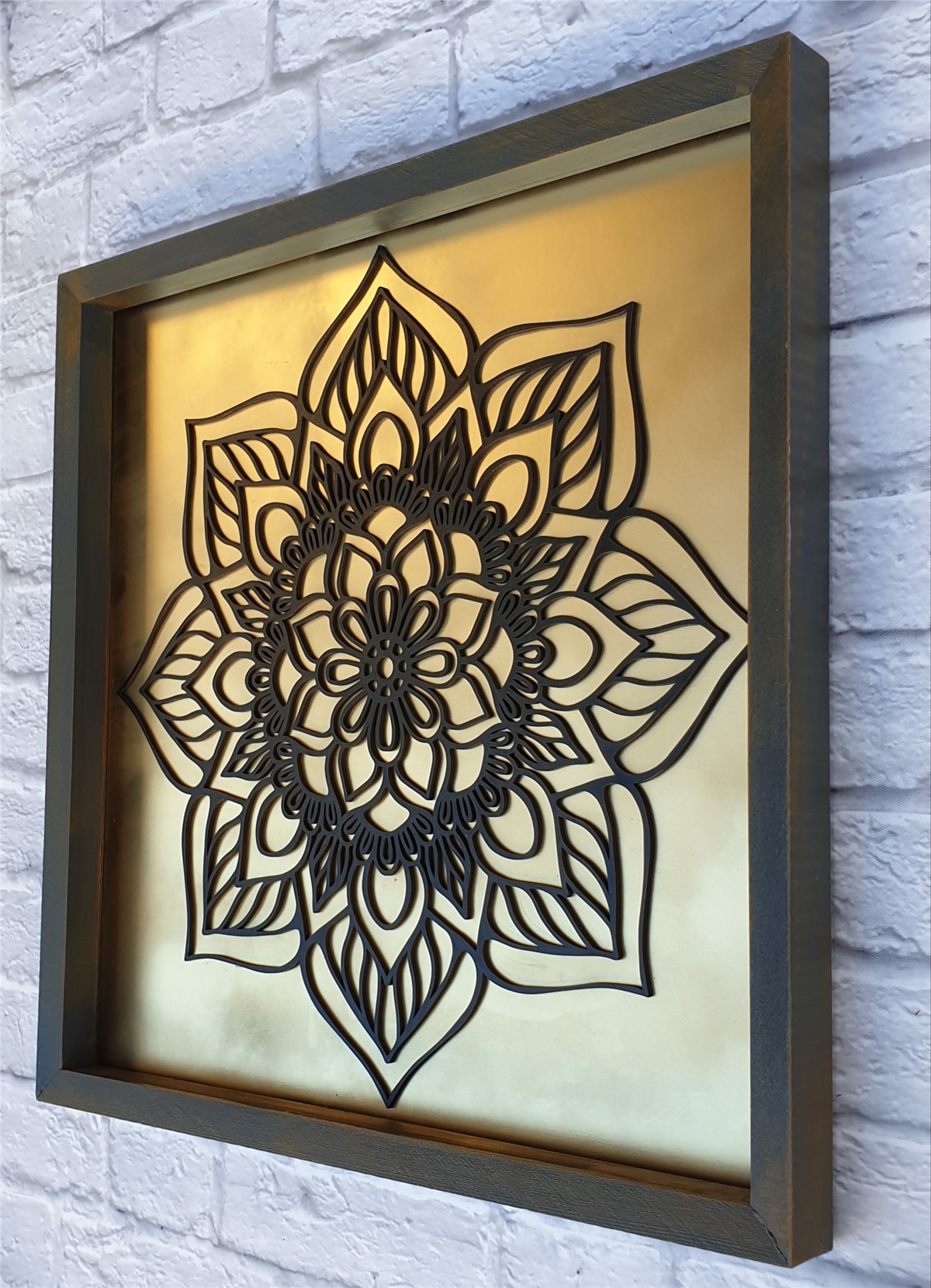 Markakanvas Ahşap Eskitme Altın(Gold) Renkli ve Desenli Tablo 50x50cm