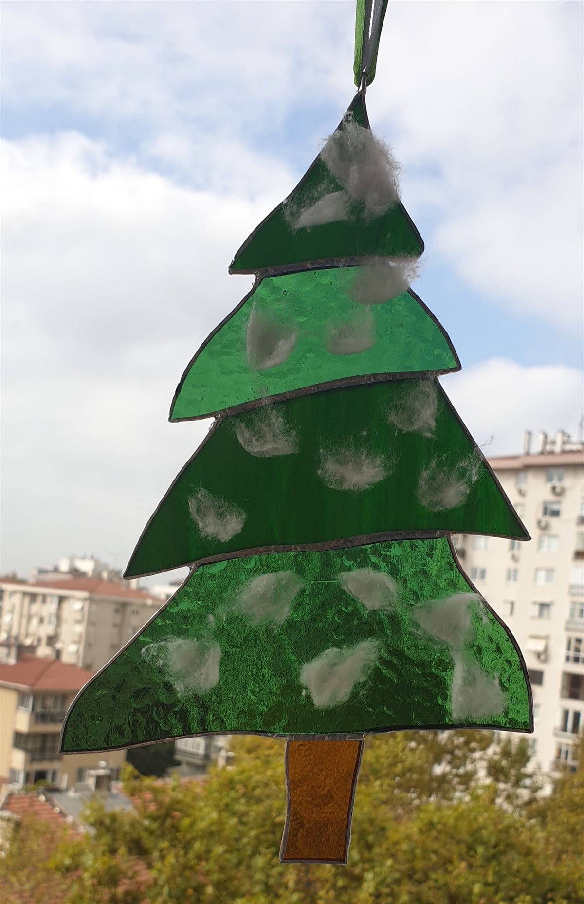 Markakanvas Çam ağacı, Yılbaşı cam vitray 24x15cm 