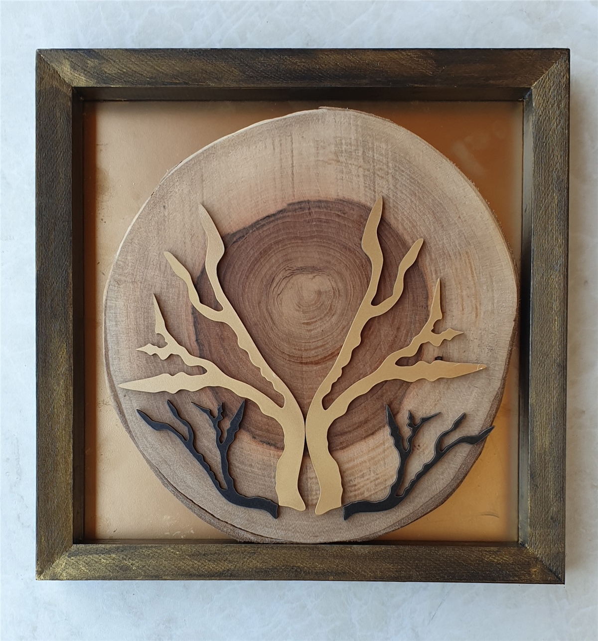 Markakanvas Doğal Masif Ahşap Ceviz Ağacı Kare Tablo 30x30 cm