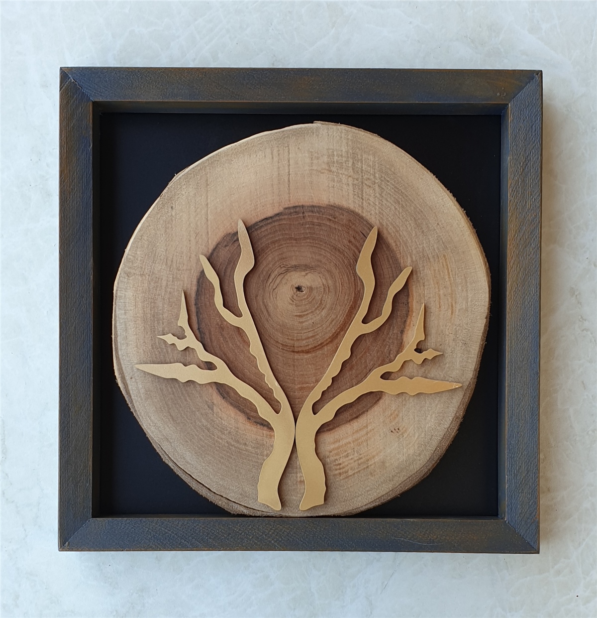 Markakanvas Doğal Masif Ahşap Ceviz Ağacı Kare Tablo 30x30 cm