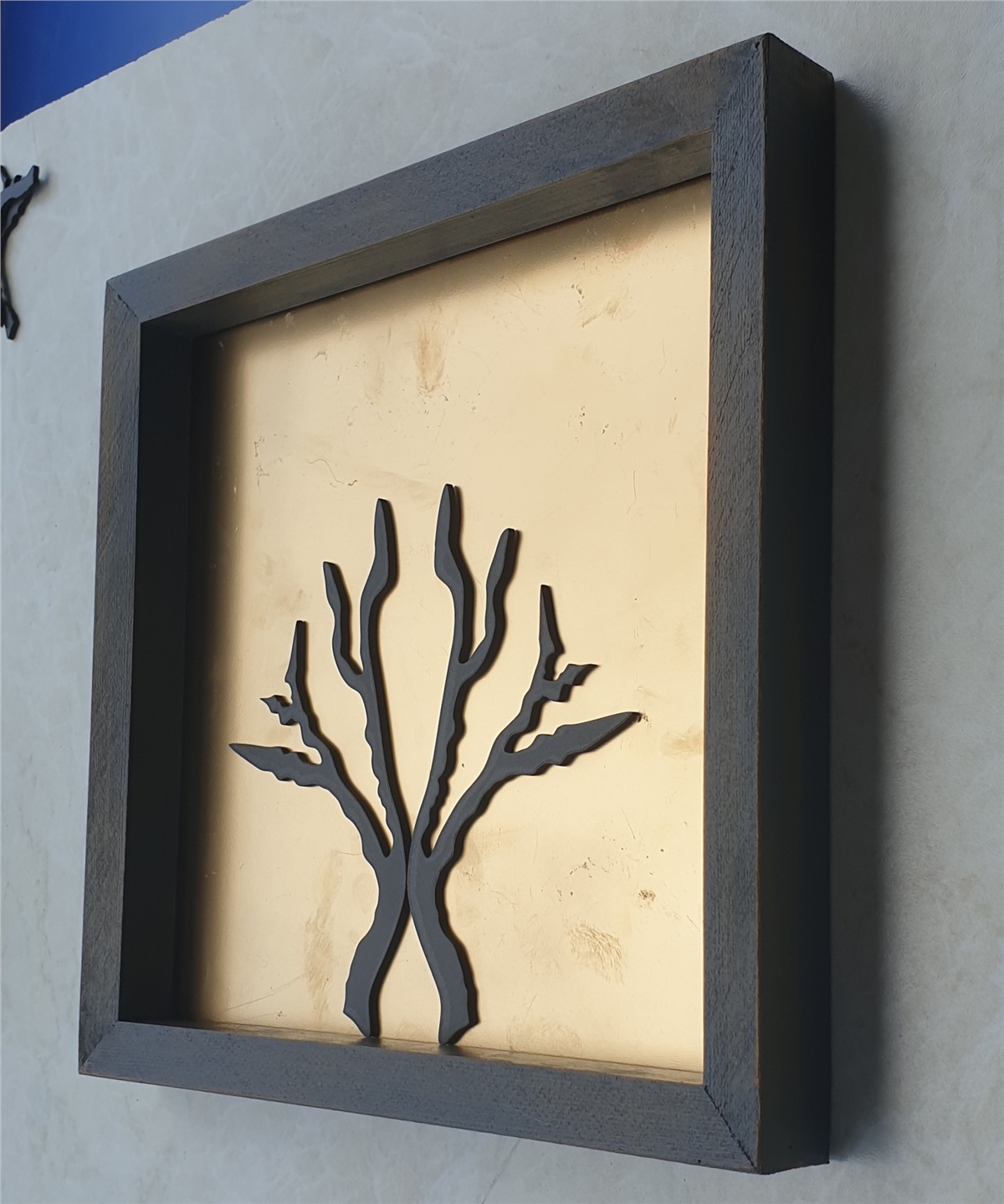 Markakanvas Doğal Masif Ahşap Eskitme Kare Tablo 30x30 cm