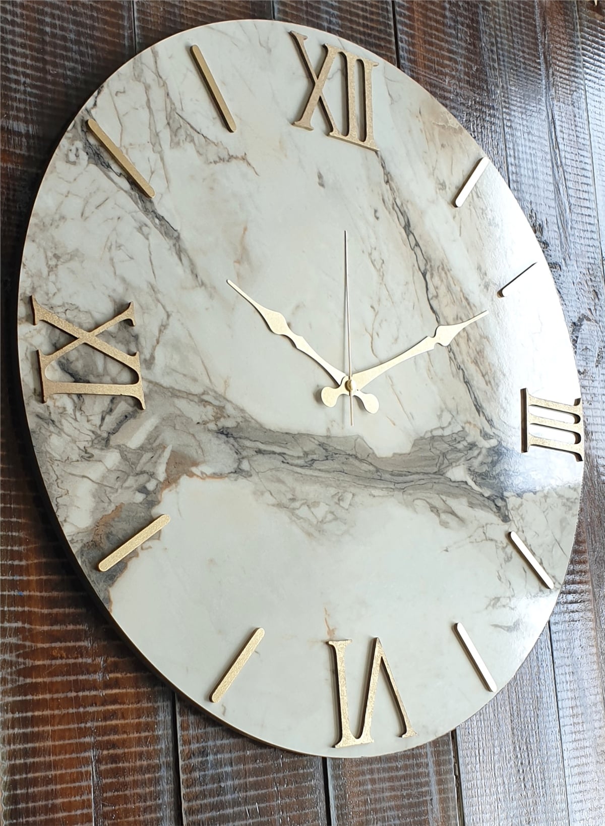 Markakanvas Mermer Desenli  Duvar Saati   ( Çap 50 cm - 80 cm )