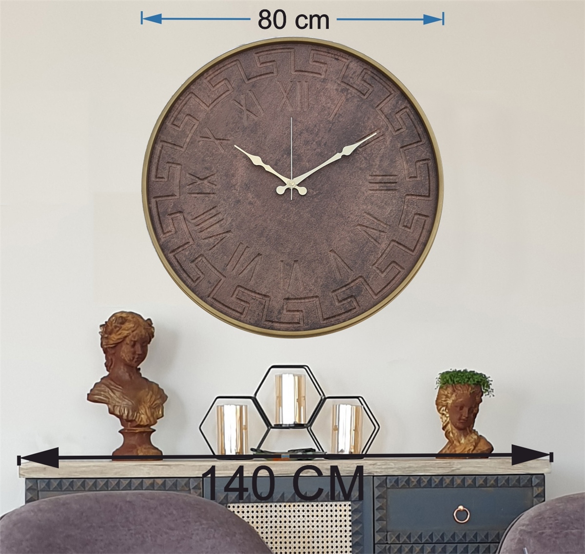 Markakanvas Metal Kasalı Beton Renkli Duvar Saati   ( Çap 50 cm - 80 cm )