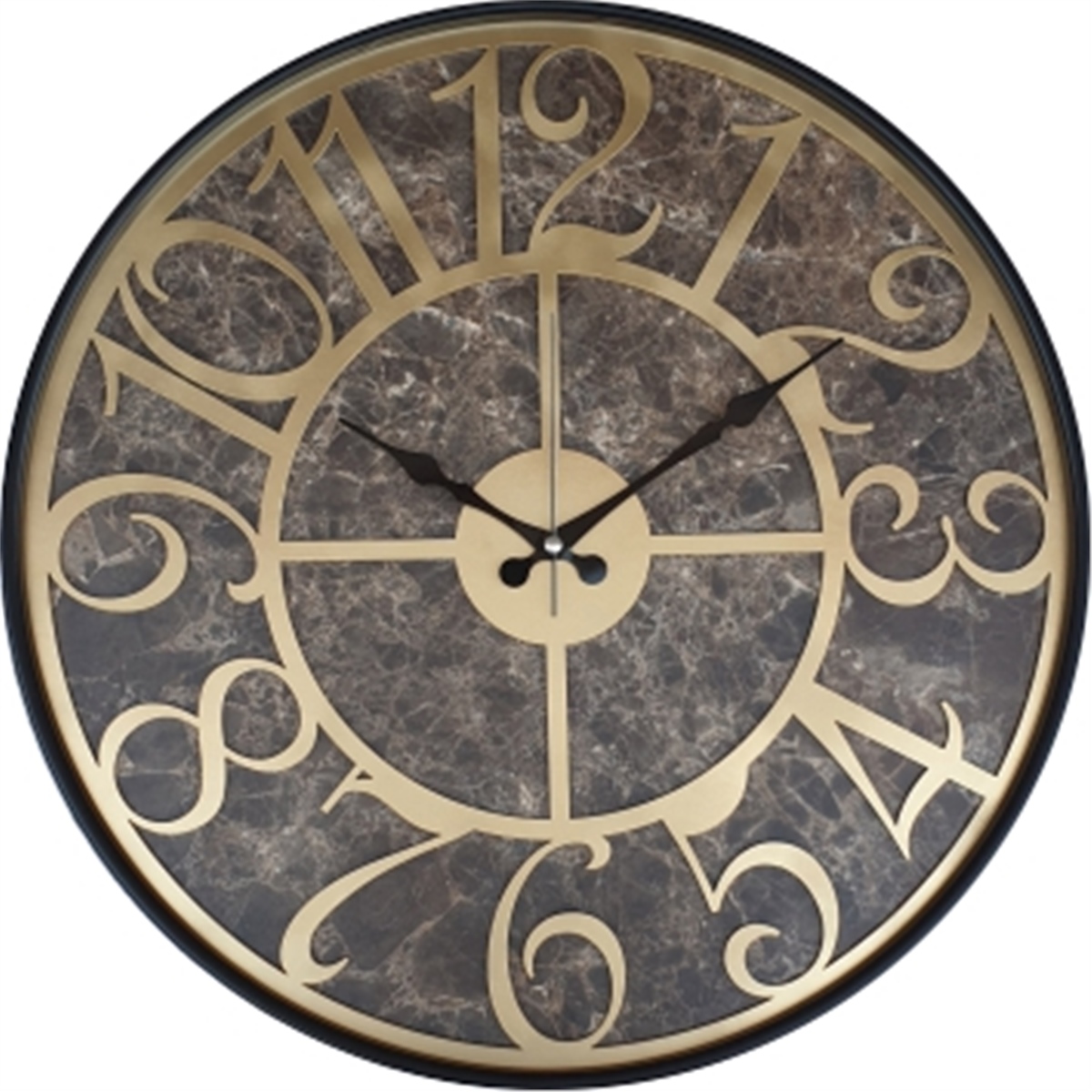 Markakanvas Siyah Metal Kasalı Mermer Desenli  Duvar Saati  ( Çap 50 cm -Çap 80 cm )