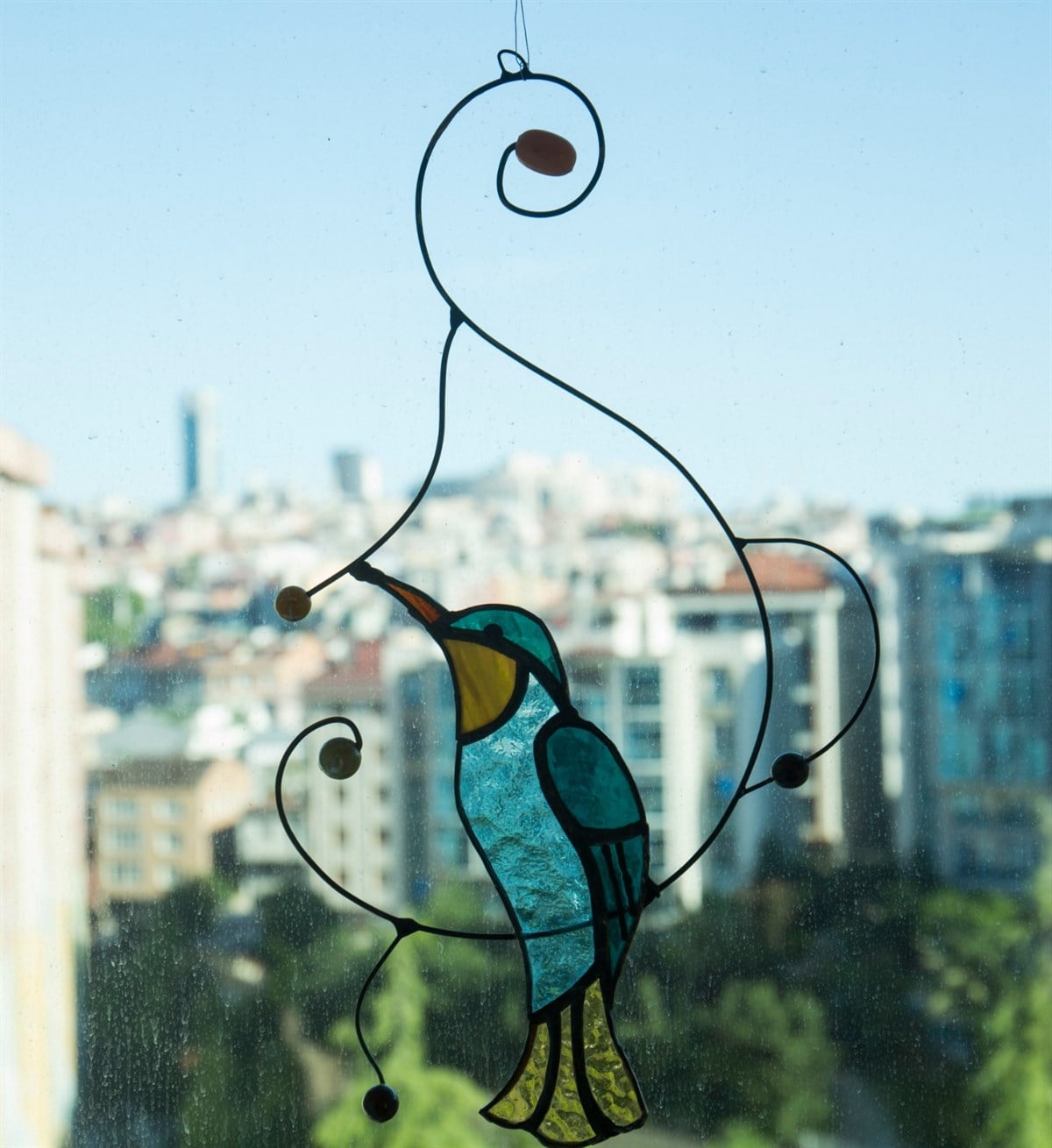 Markakanvas Ağaç Dalında Bekleyen Ağaçkakan Kuş Cam Vitray 35x19cm