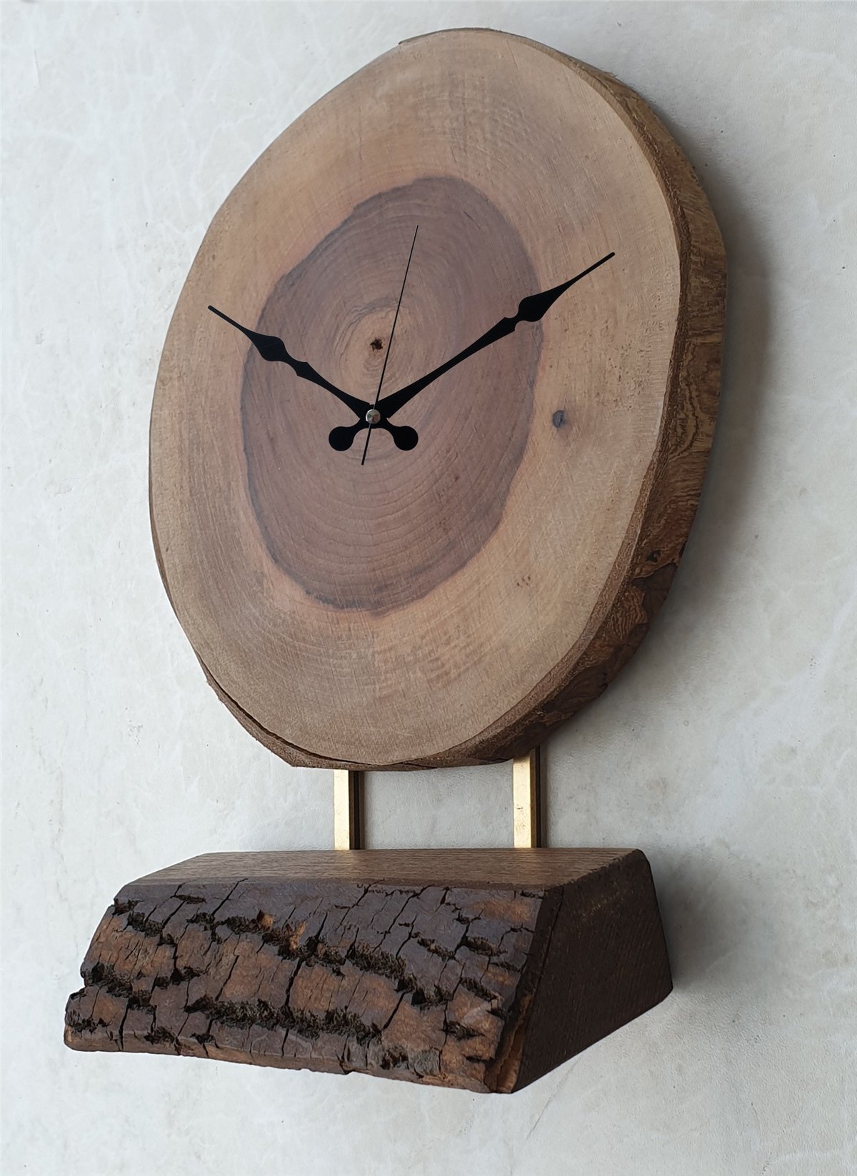 Markakanvas Doğal Masif Ahşap Ağaç  DUVAR , MASA Saati 25x40 cm