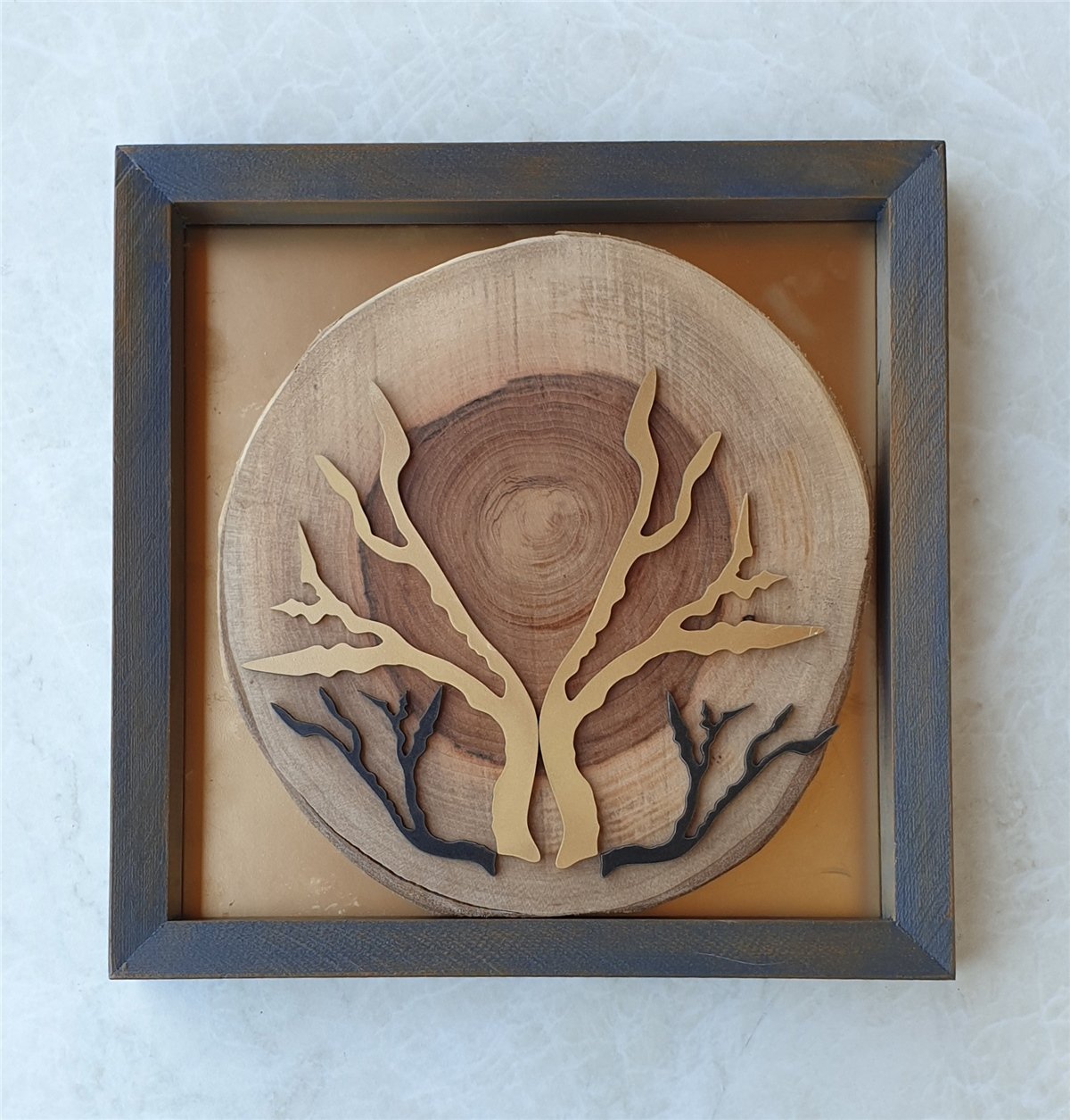 Markakanvas Doğal Masif Ahşap Ceviz Ağacı Kare Tablo 30x30 cm