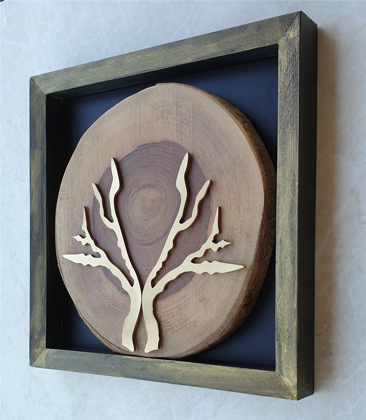 Markakanvas Doğal Masif Ahşap Ceviz Ağacı Kare Tablo 30x30 cm